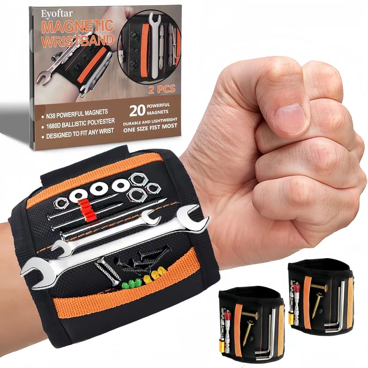 Magnetic Wristband for Tools (2-Pack) – Premium Tool Belt Men,…
