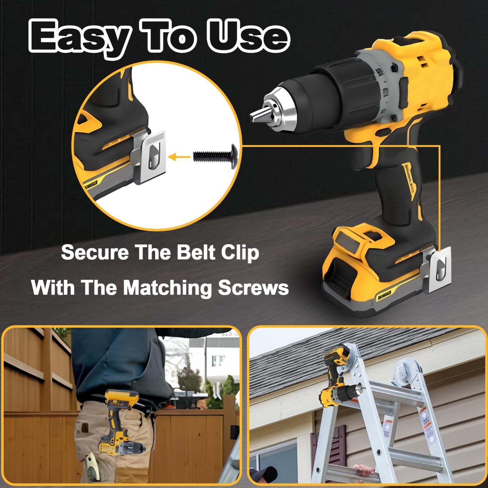 Stainless Steel Belt Clips Kit – 10PCS Tool Hooks with Screws for Power Tools