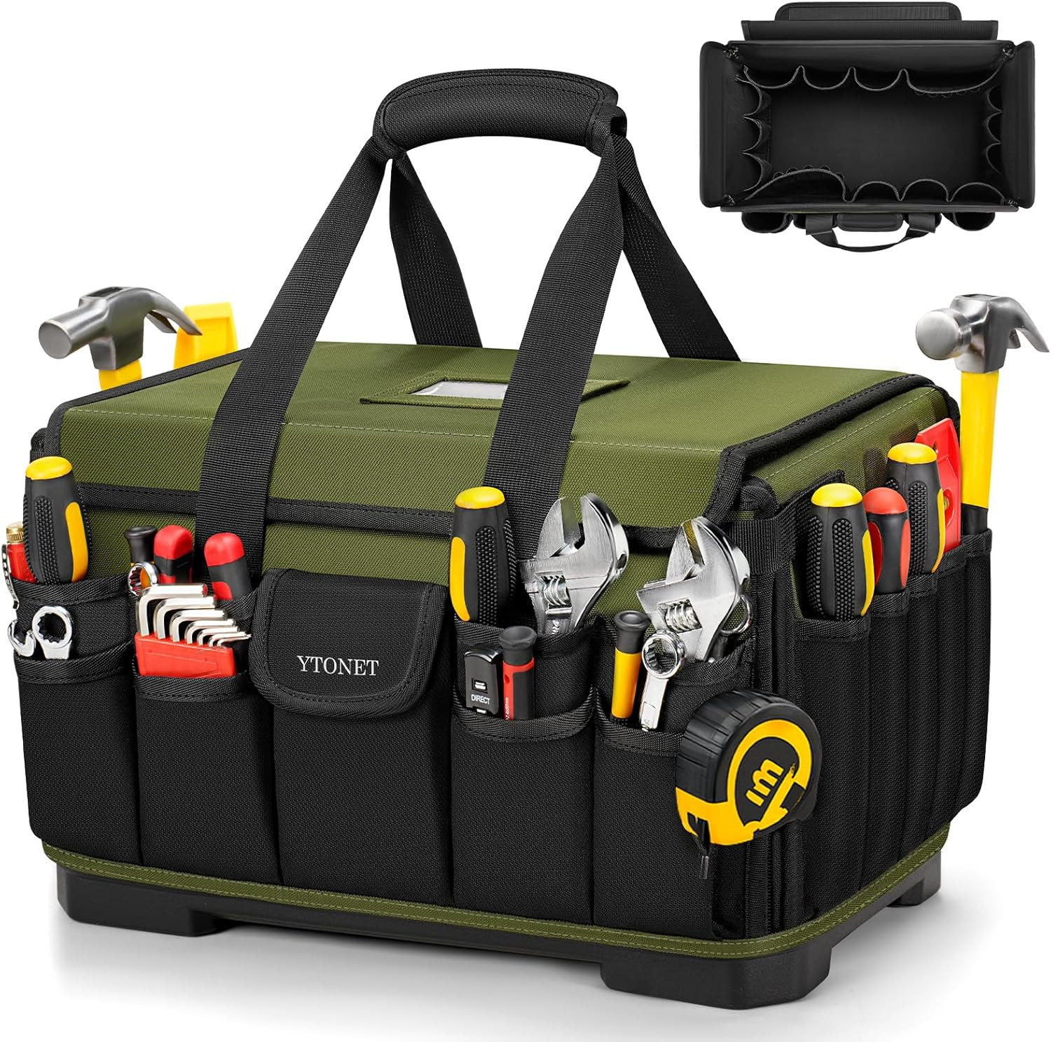 Heavy Duty Tool Bag 16-Inch, 46 Pockets Electrician Tool Bag for Men with Hard B