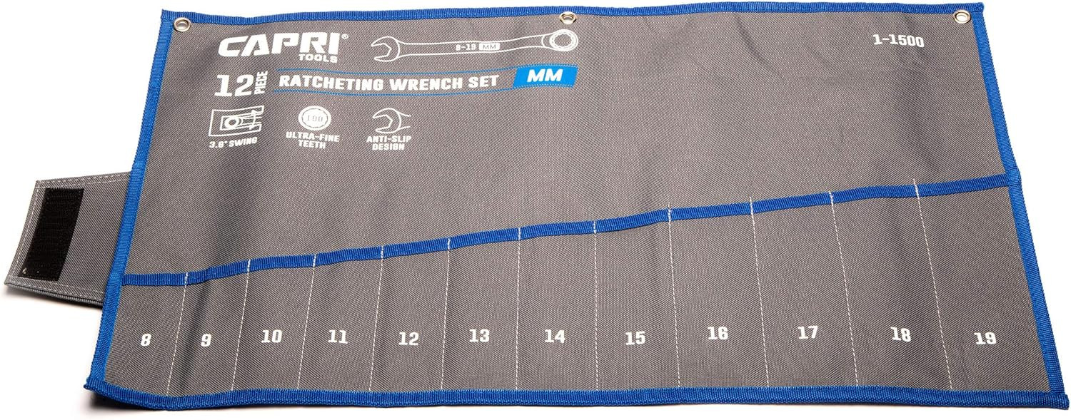 Heavy Duty Canvas Roll Up Wrench Organizer Pouch 12 Pockets 8-19Mm