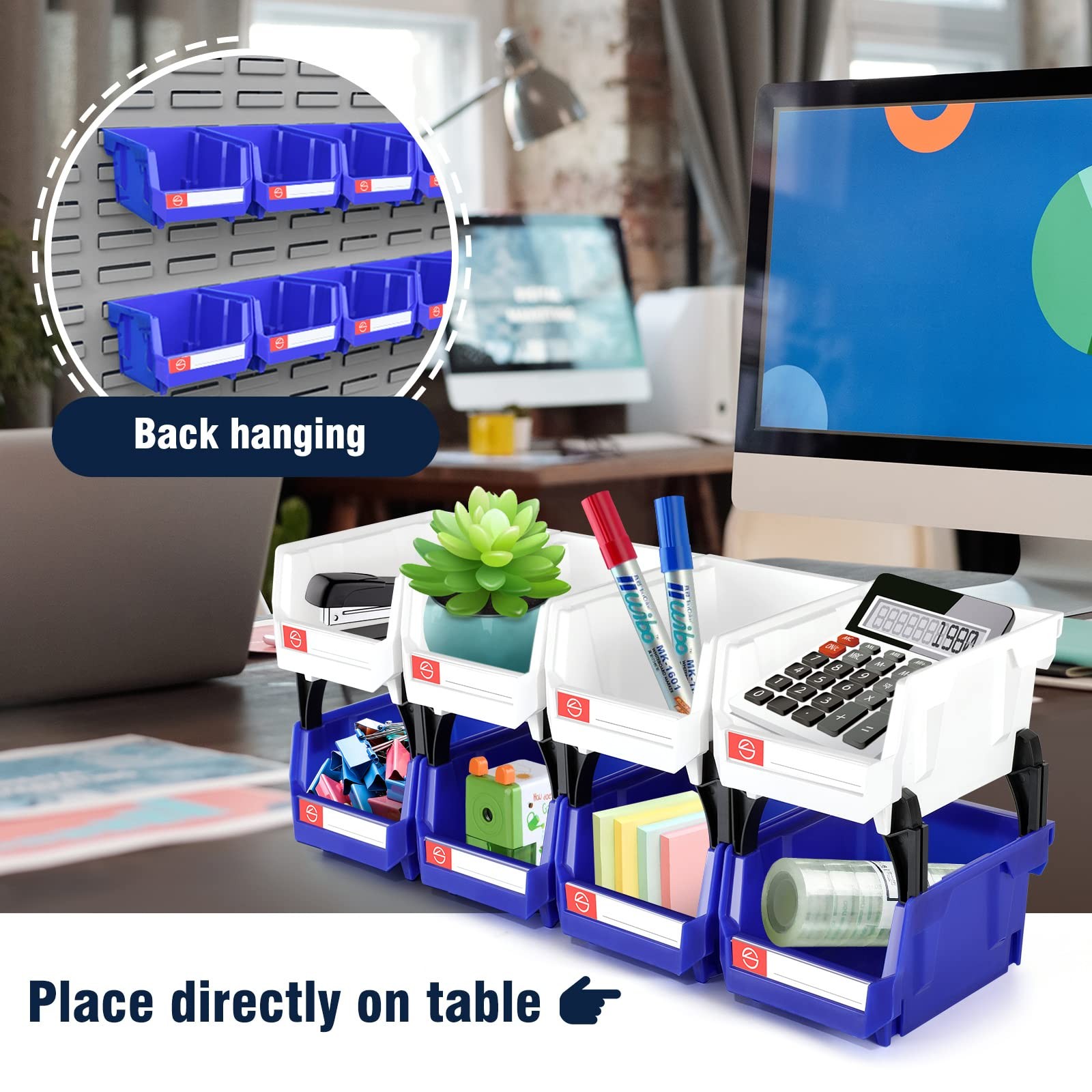 Storage Organizer Bins,Wall Mount Storage Parts Rack,Stackable Shop Tool Bins…