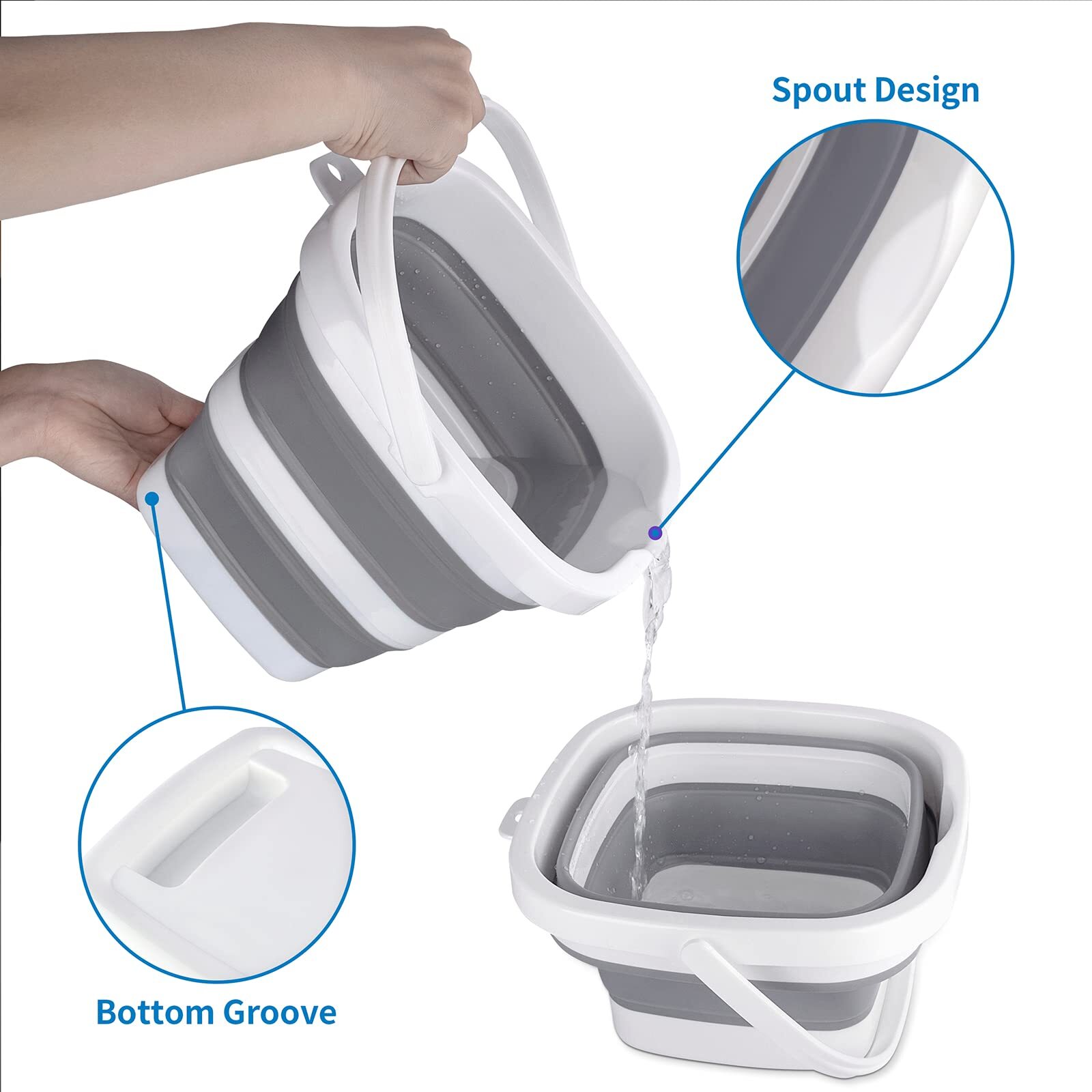 2 Pack Collapsible Buckets 5l 1.3gallon Small Cleaning Bucket For Household Port