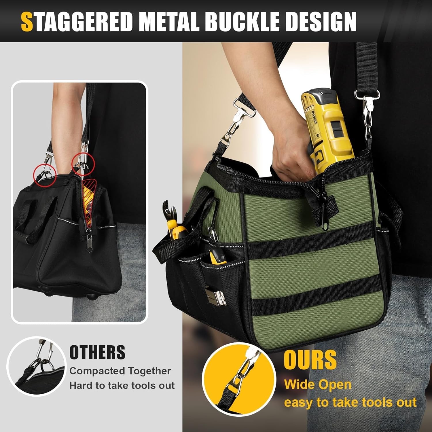Heavy Duty 15-Inch Tool Bag with 16 Pockets – Ultimate Organization for Tools