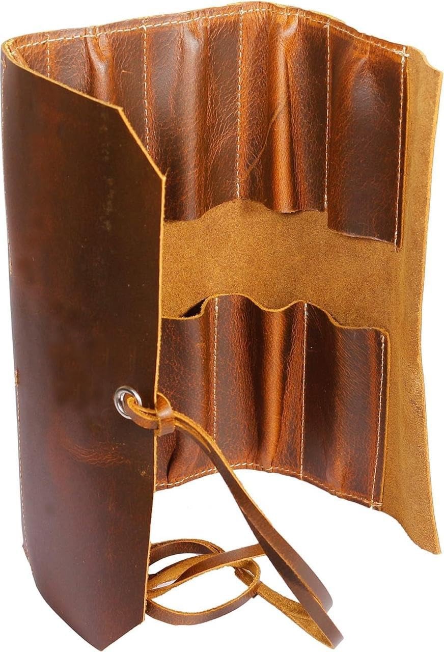 Vintage Leather Tool roll up Pouch, Portable Wrench roll for Barbers,Woodwork…