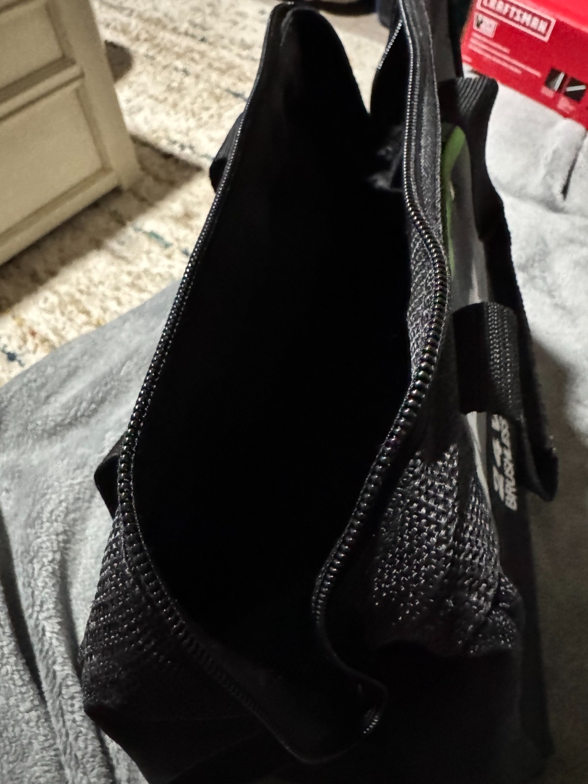 FLEX 24v Zippered Tool Bag Black Grey W/Green Stripe 12x10x8 6 slip pockets NEW