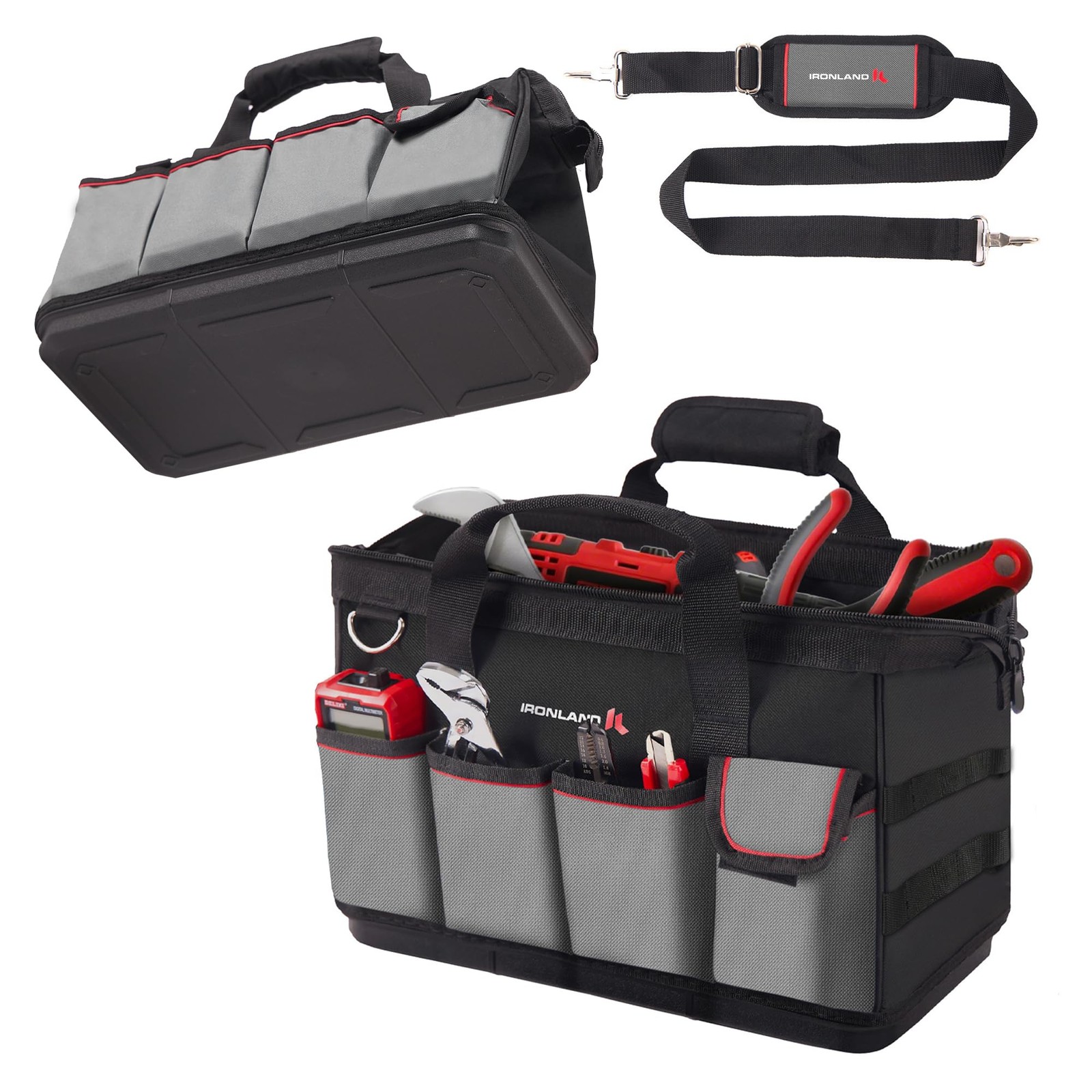 16.5 Inch Hard & Sturdy Bottom Tool Bag Organizer for Men, Waterproof Heavy D…