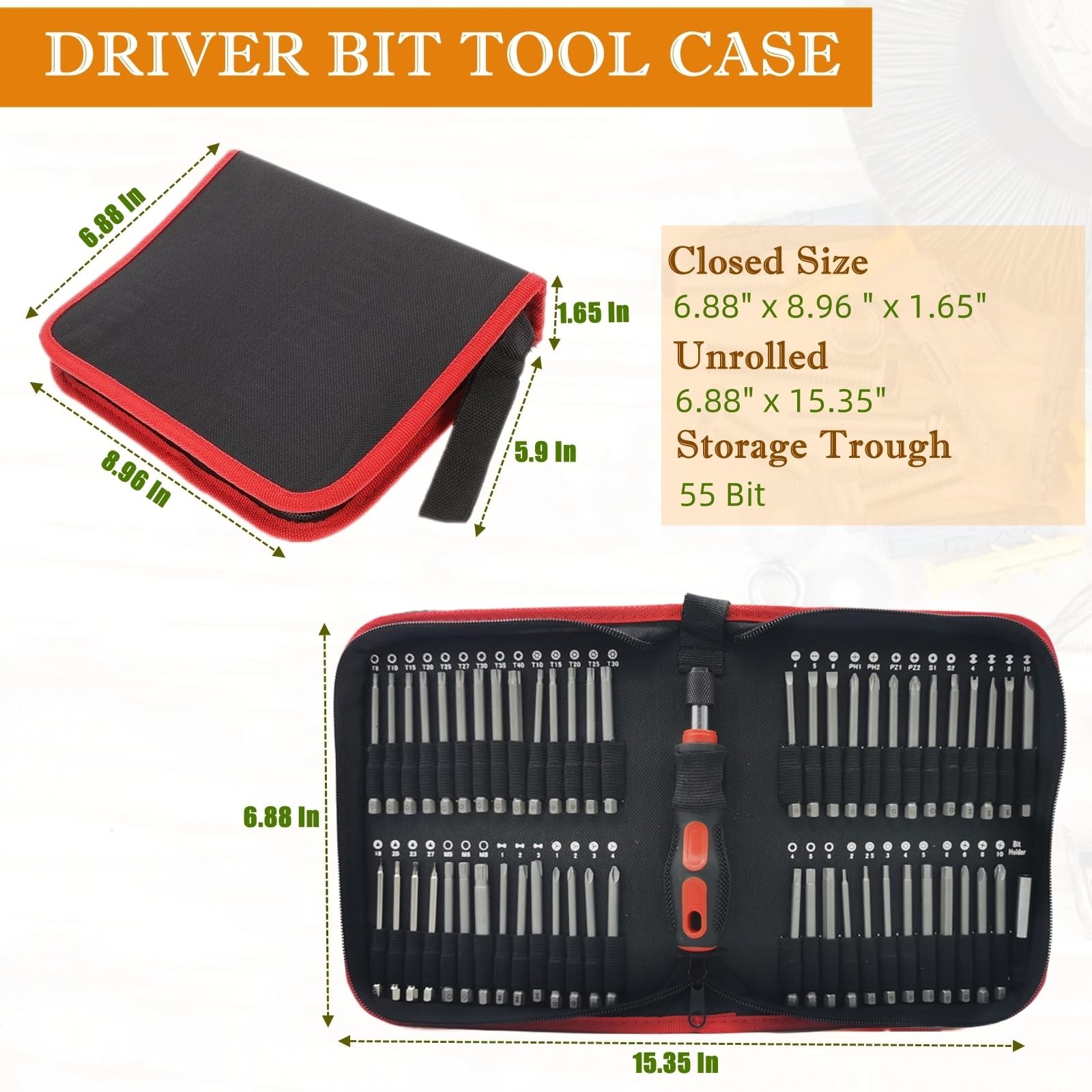 BLIRITEL Drill Bit Organizer 8.85 inches x 6.97 x 1.65 inches, Black