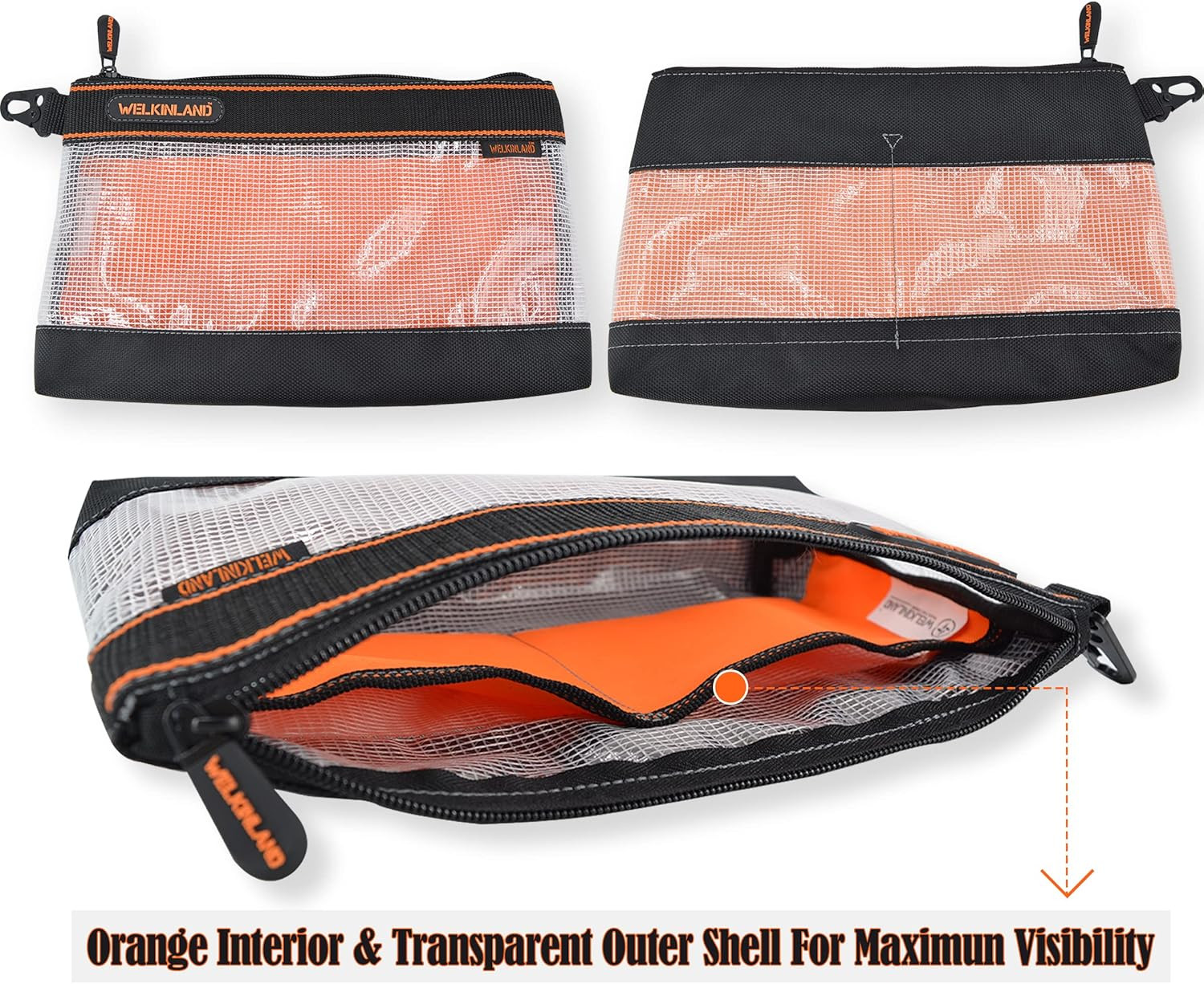WELKINLAND Clear Tool Pouch, 4PCS Tool Pouches, 13″ Tools Pouch, Zipper Tool Pou