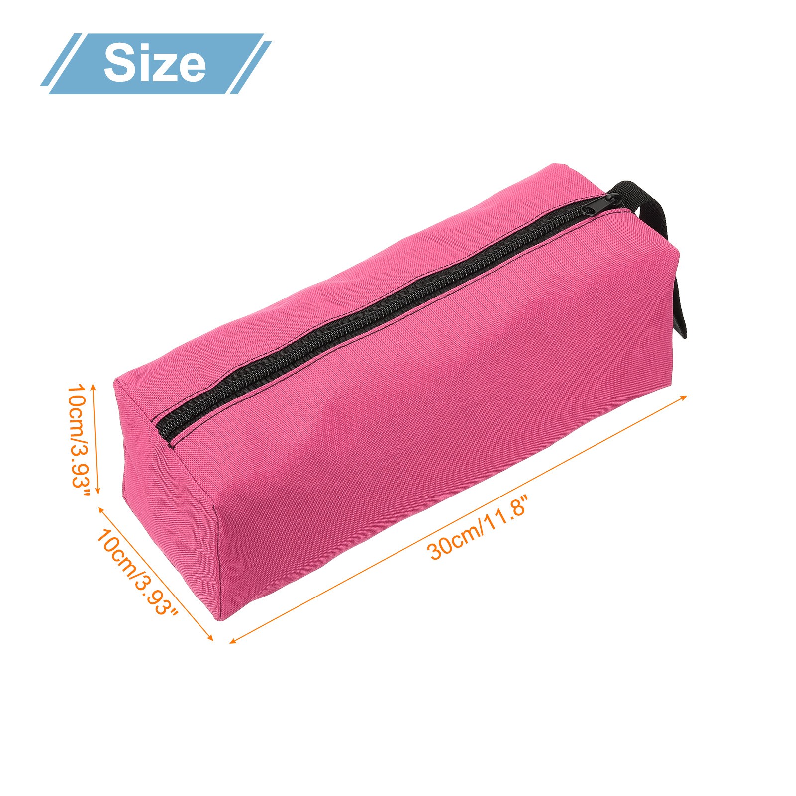 2pcs Zipper Utility Tool Bag 11.8x4x4 Inch Multi-purpose Tote Bag Pink