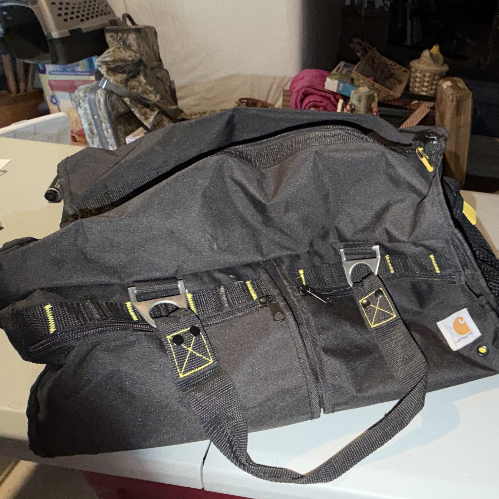 Carhartt Legacy Tool Bag Black/Yellow Zipper Closure Mesh Pockets Carry Handle