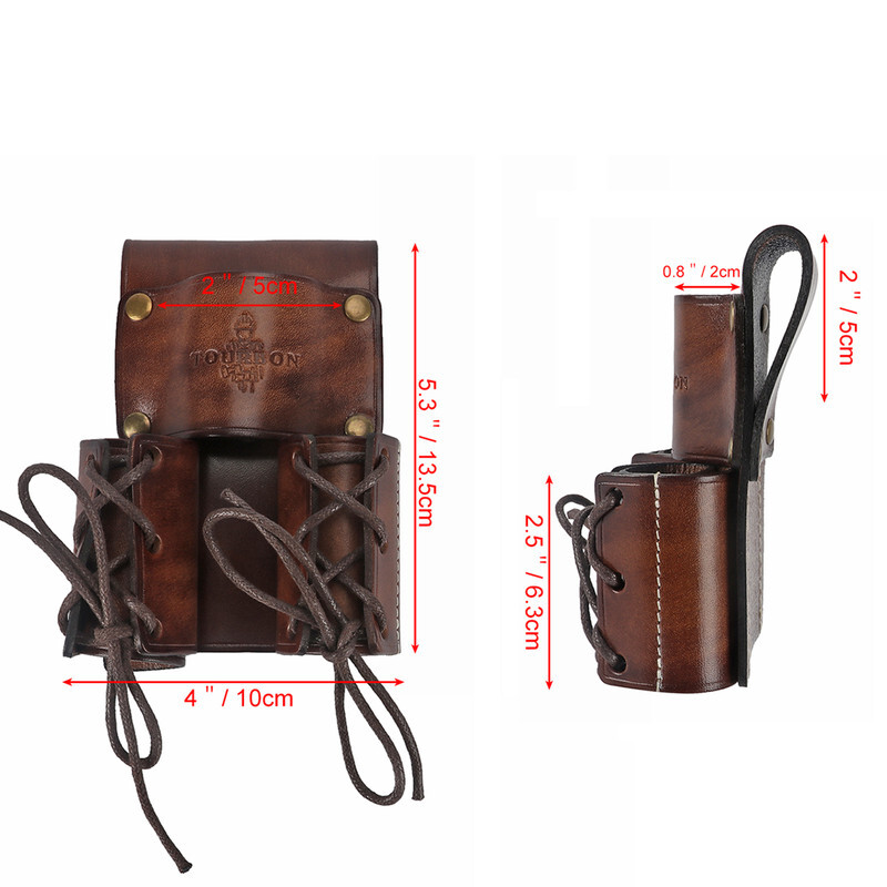 TOURBON Leather Spud Wrench Tool Iron Double Worker Bull Pin Holder Belt Pouch