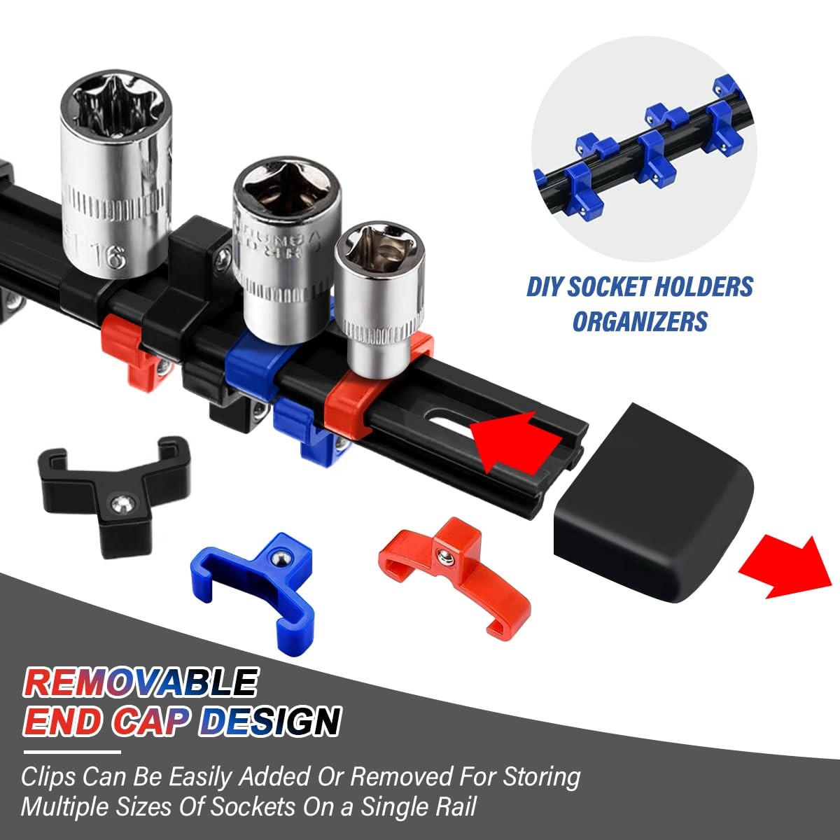 6 Pcs Socket Organizer Rail Set, Premium Holder, Heavy-Duty 6