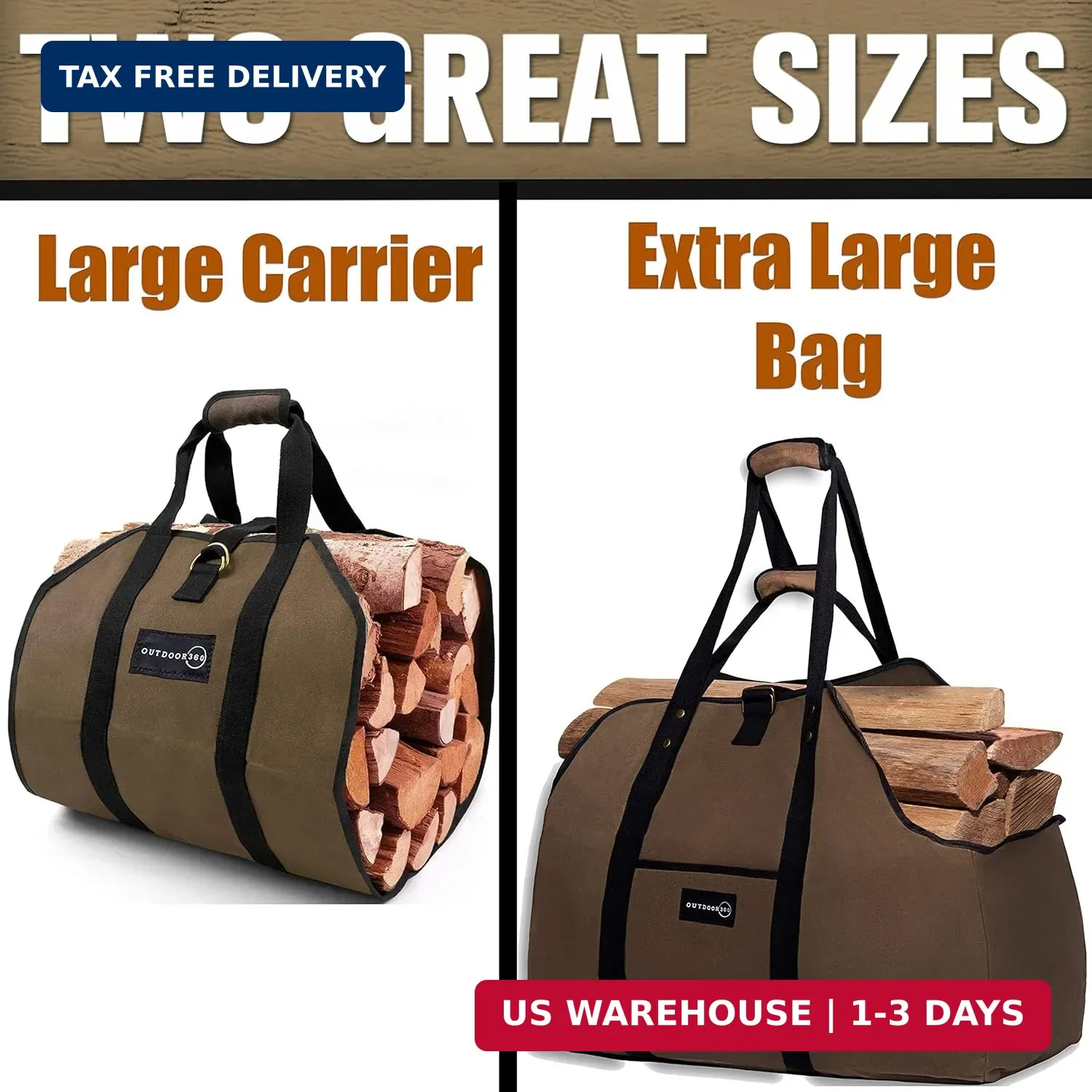 Firewood Bag Carrier – Extra Large Wood Bag for Firewood-Water Resistant Carryin