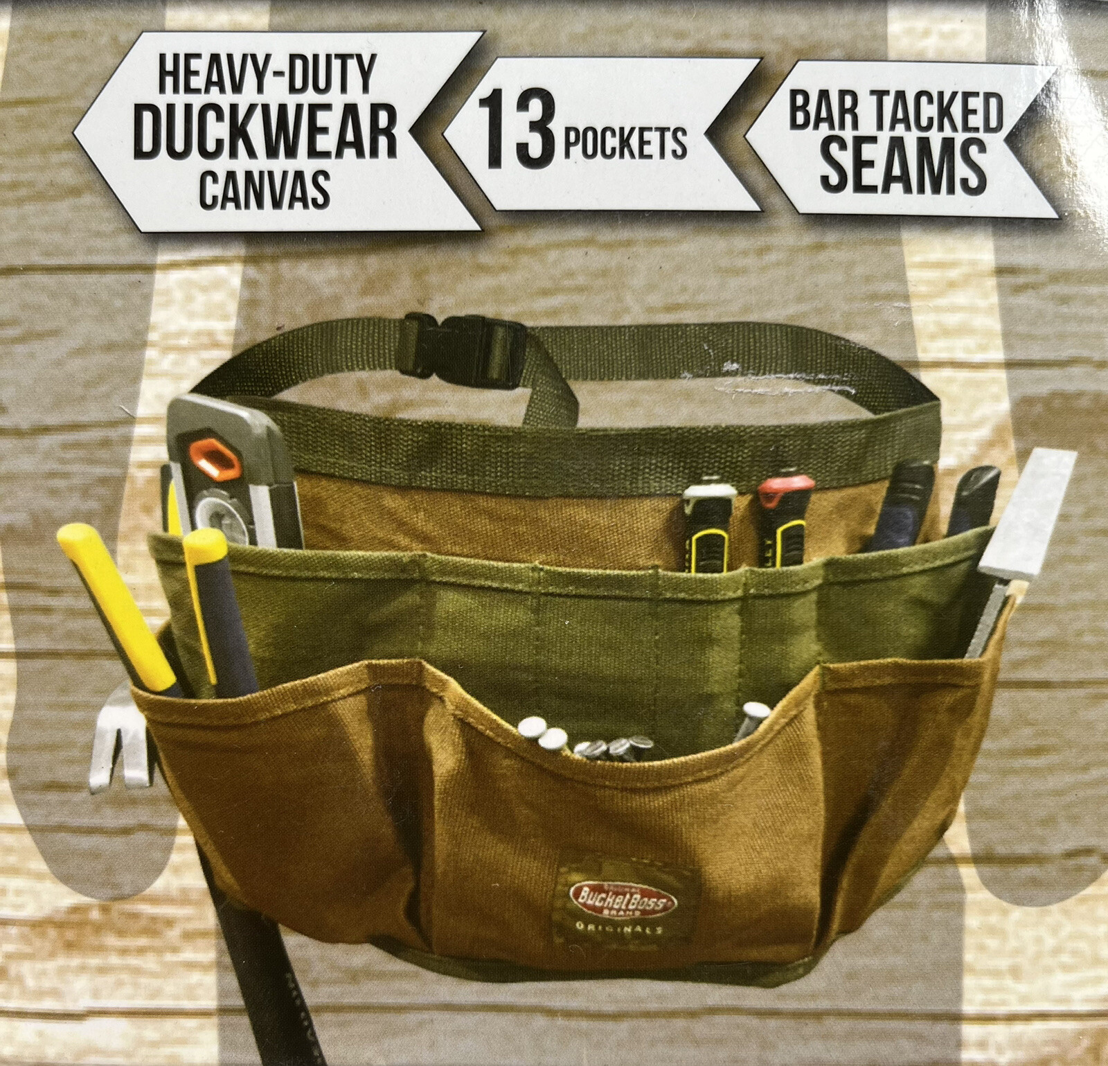 Bucket boss duckwear NWT super waist Adjustable Green Brown canvas work belt F5