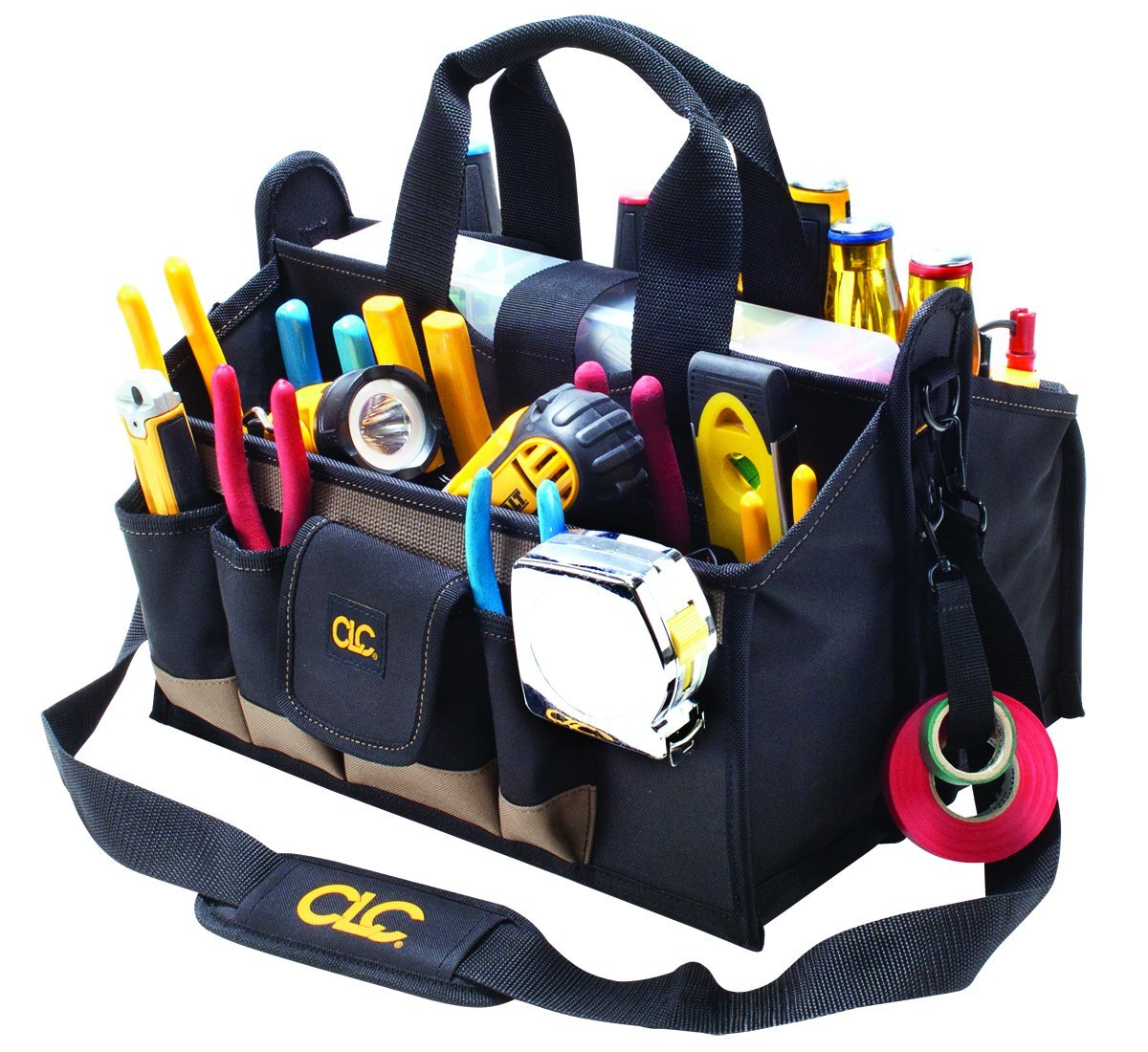 Heavy Duty Portable Tool Bag with 16 Pockets and Plastic Parts Tray 13×9