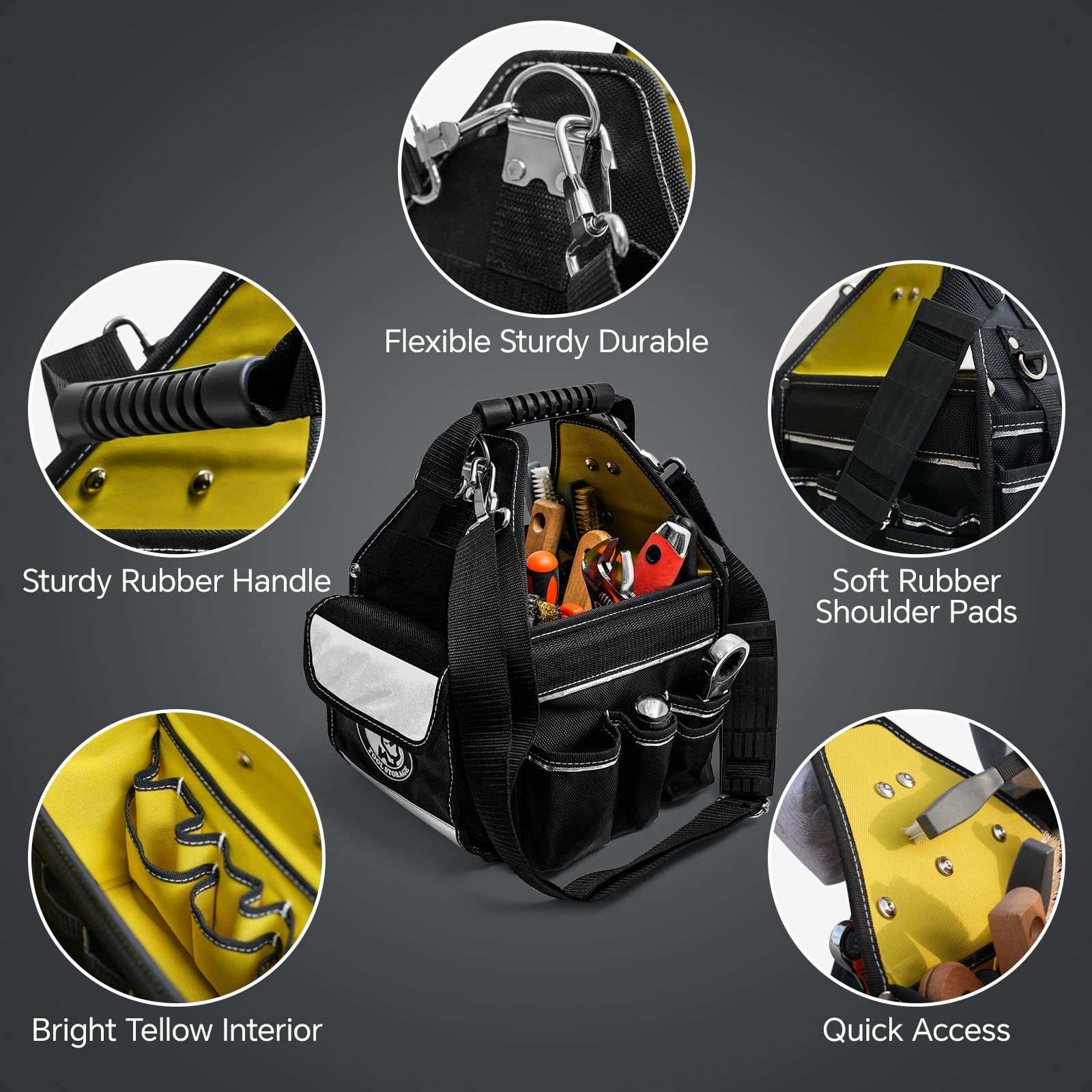 MARUTAI 10” Small Tool Tote Bag, 43 Pockets Open Tool Bag, Tool Tote with Ad…