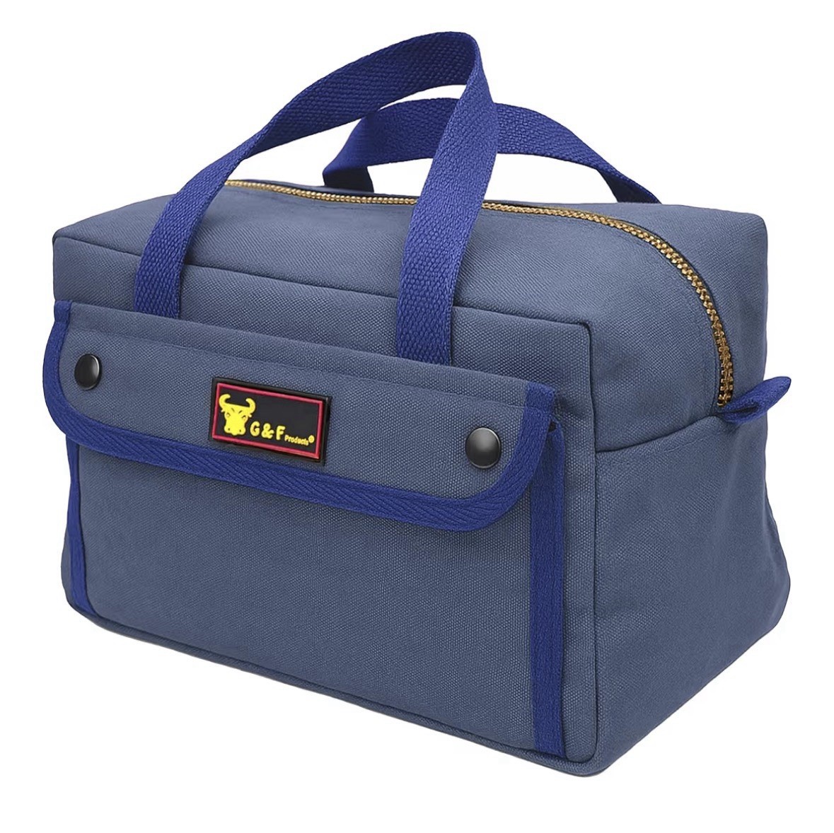 Canvas Tool Bag Navy Blue 10.5” Utility Organizer Travel Electrician Zipper Tote