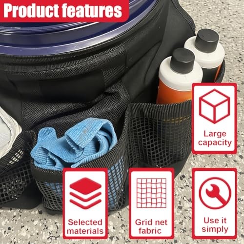 Craedli 5 Gallon Bucket Tool Organizer Bag Car Wash Caddy with Mesh Black