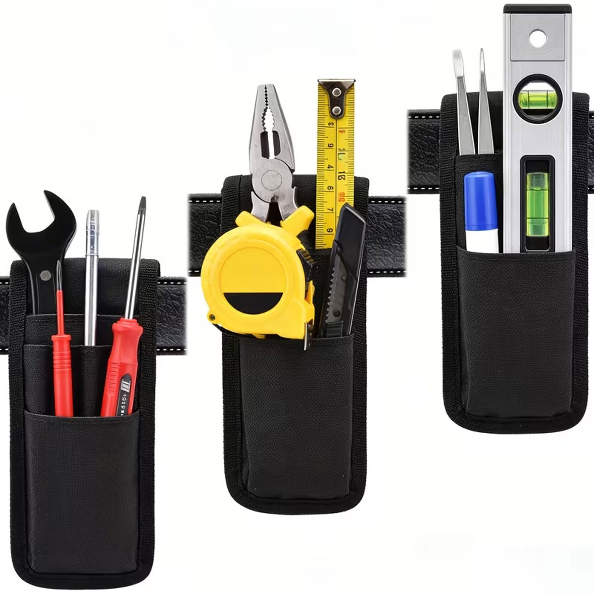 2x Belt Tool Pouch Multitool Organizer Holster Multi-Pocket Nylon Bag Pen Holder