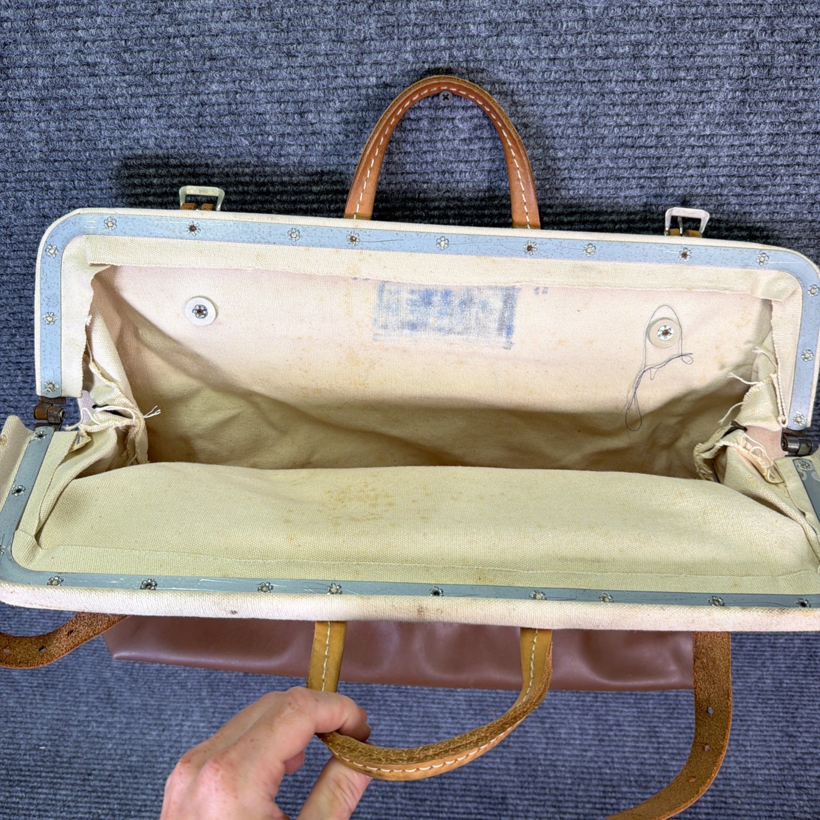 Vintage Klein Tools Bag 5102-20 Heavy Canvas Leather Lineman Storage Tote USA