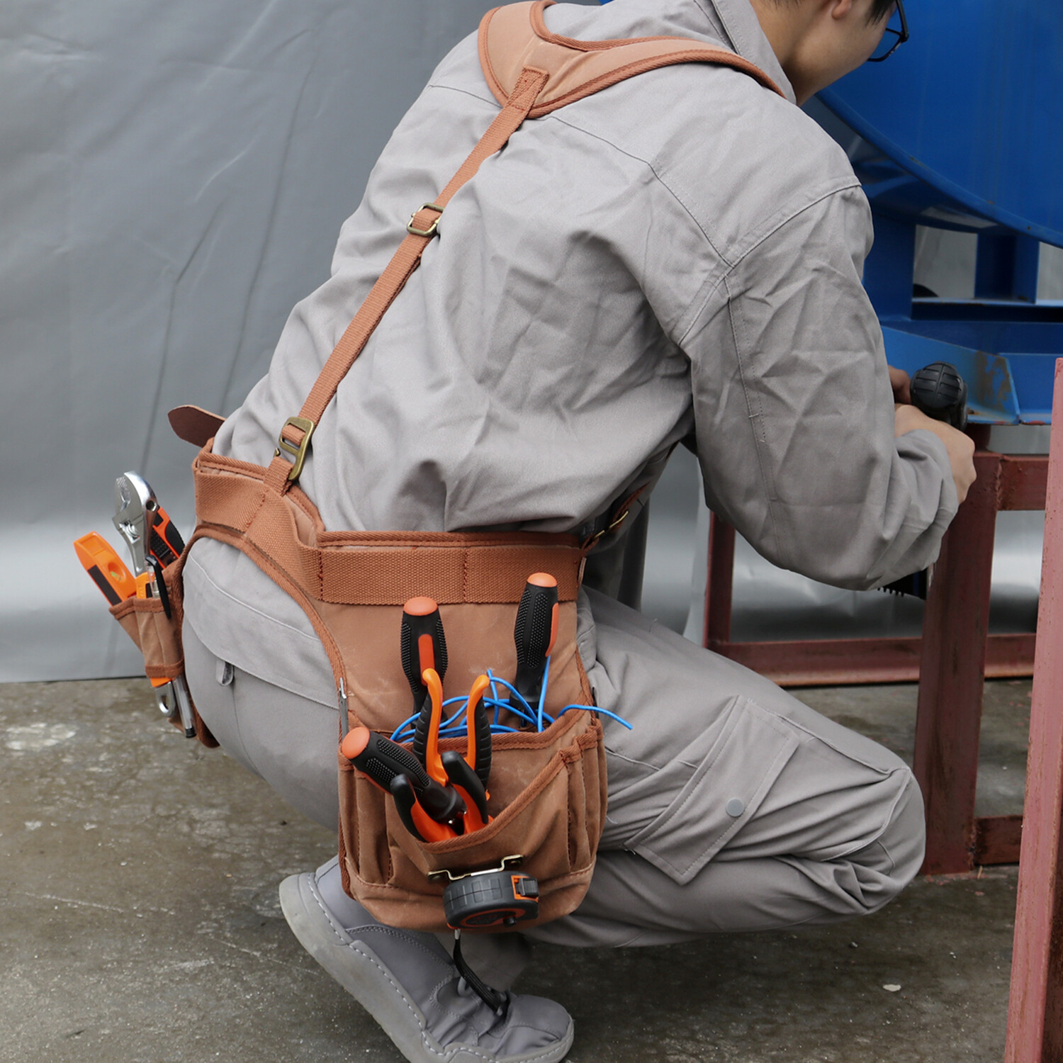 Builder Framer Tool Rig Belt Bag Carpenter Harness Pack Drills Pouch-TOURBON