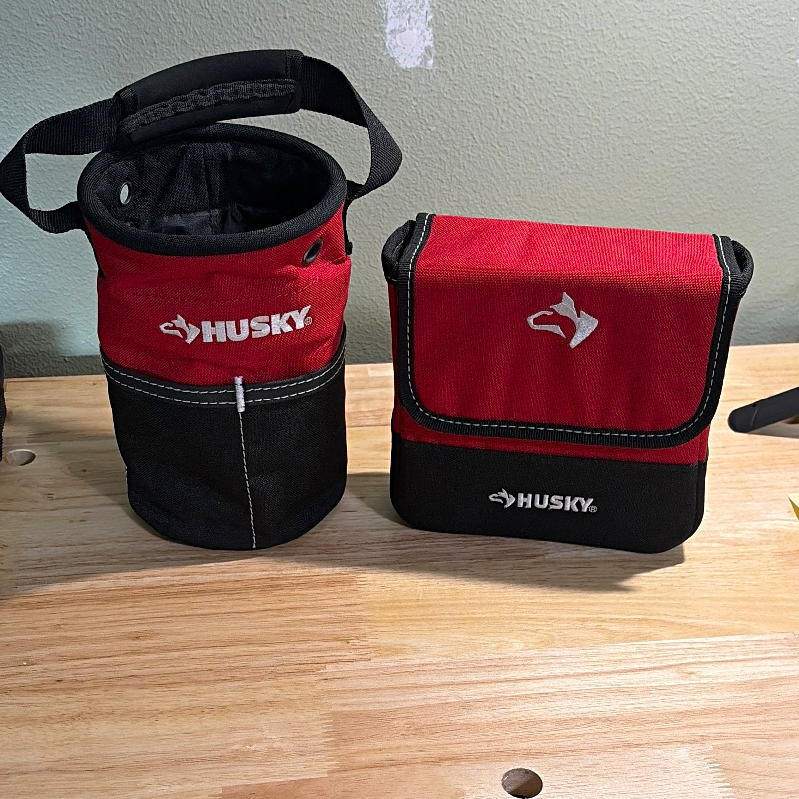 Husky 2-Piece Tool Pouch Set Red/Black with Belt Clip