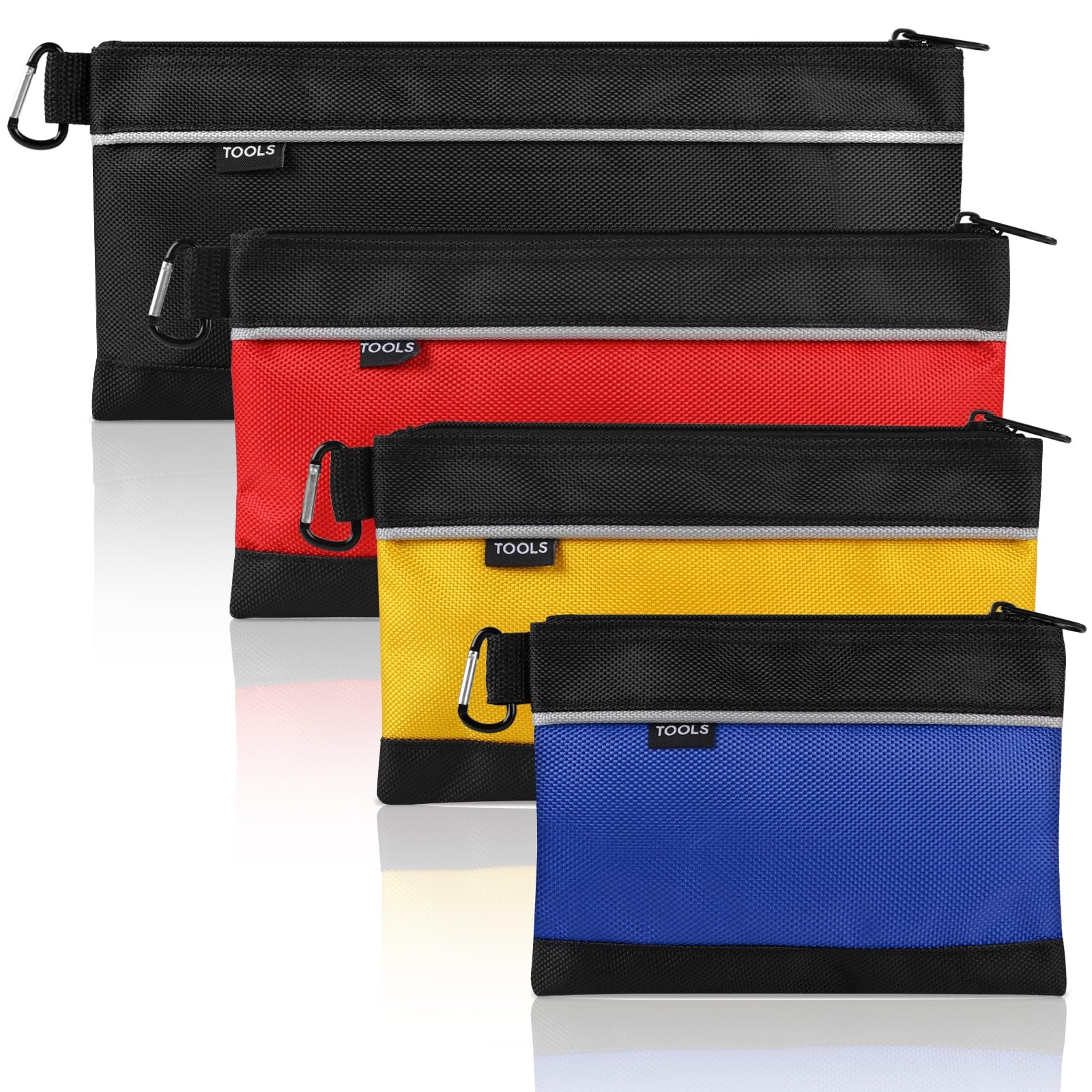 COIDEA 4 Pack Tool Pouch, Small Tool Bag with Zipper, 1680D Oxford Waterproof Mu