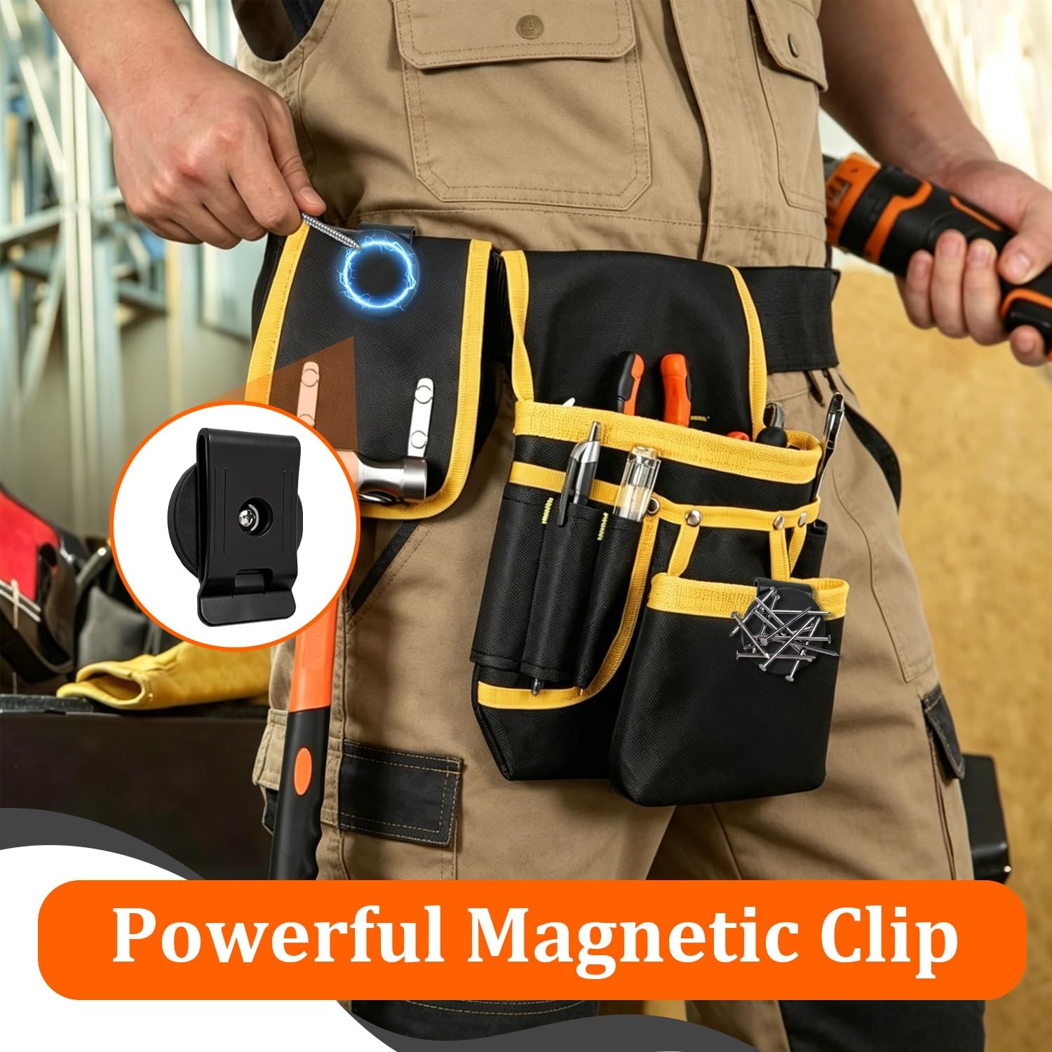 3 PCS Belt Magnetic Clips Heavy Duty Magnetic Tool Holder Black Magnet Belt O…