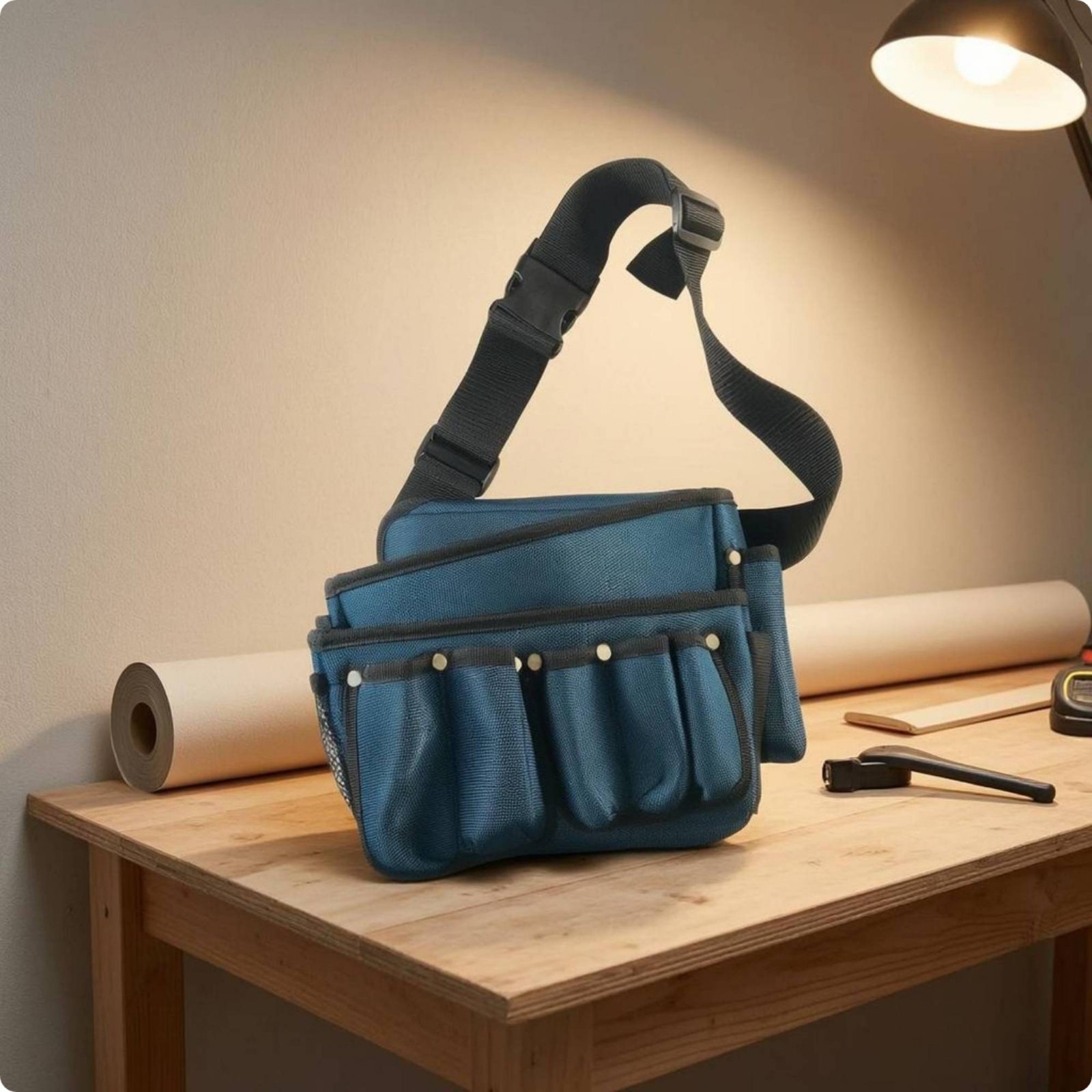 Canvas Tool Bag Multiple Pockets accessibleTop Tool Bag Hanging Loop