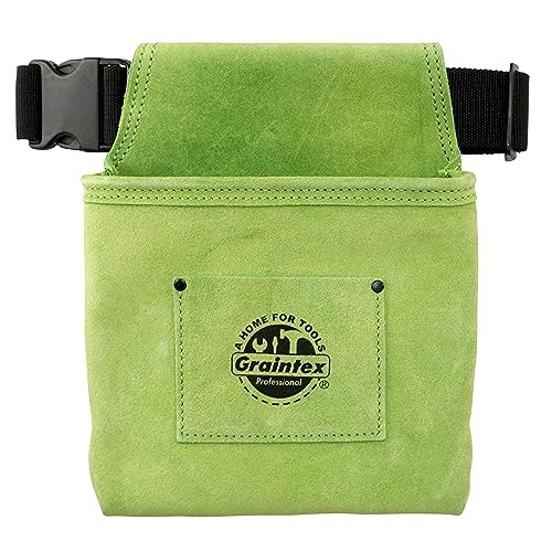 Tool Belt – One Pocket Tool Pouch in Premium Suede Leather with 2″ Lime Green
