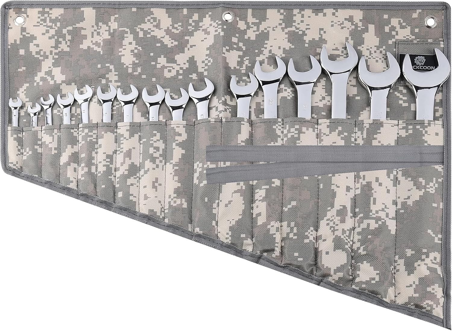 16 Pocket Wrench Roll Organizer�Rolled Tool Pouch Bag�Light Camouflage
