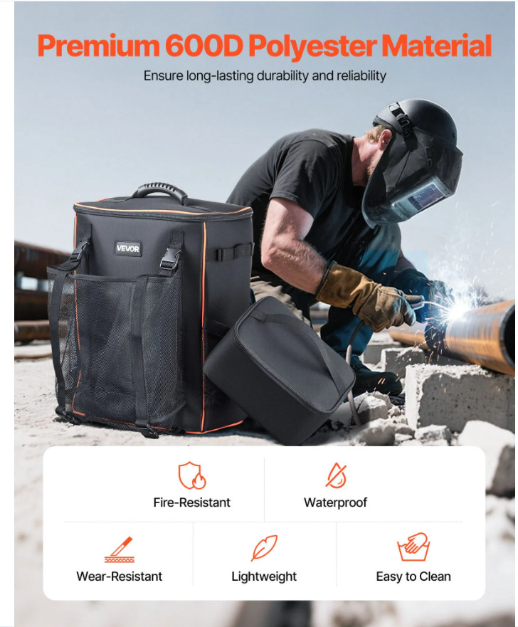 35.6L Welding Backpack 600D Polyester Welder Backpack for Tools and Helmet