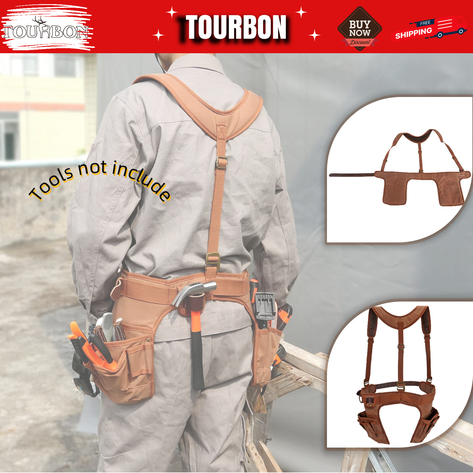 Builder Framer Tool Rig Belt Bag Carpenter Harness Pack Drills Pouch-TOURBON