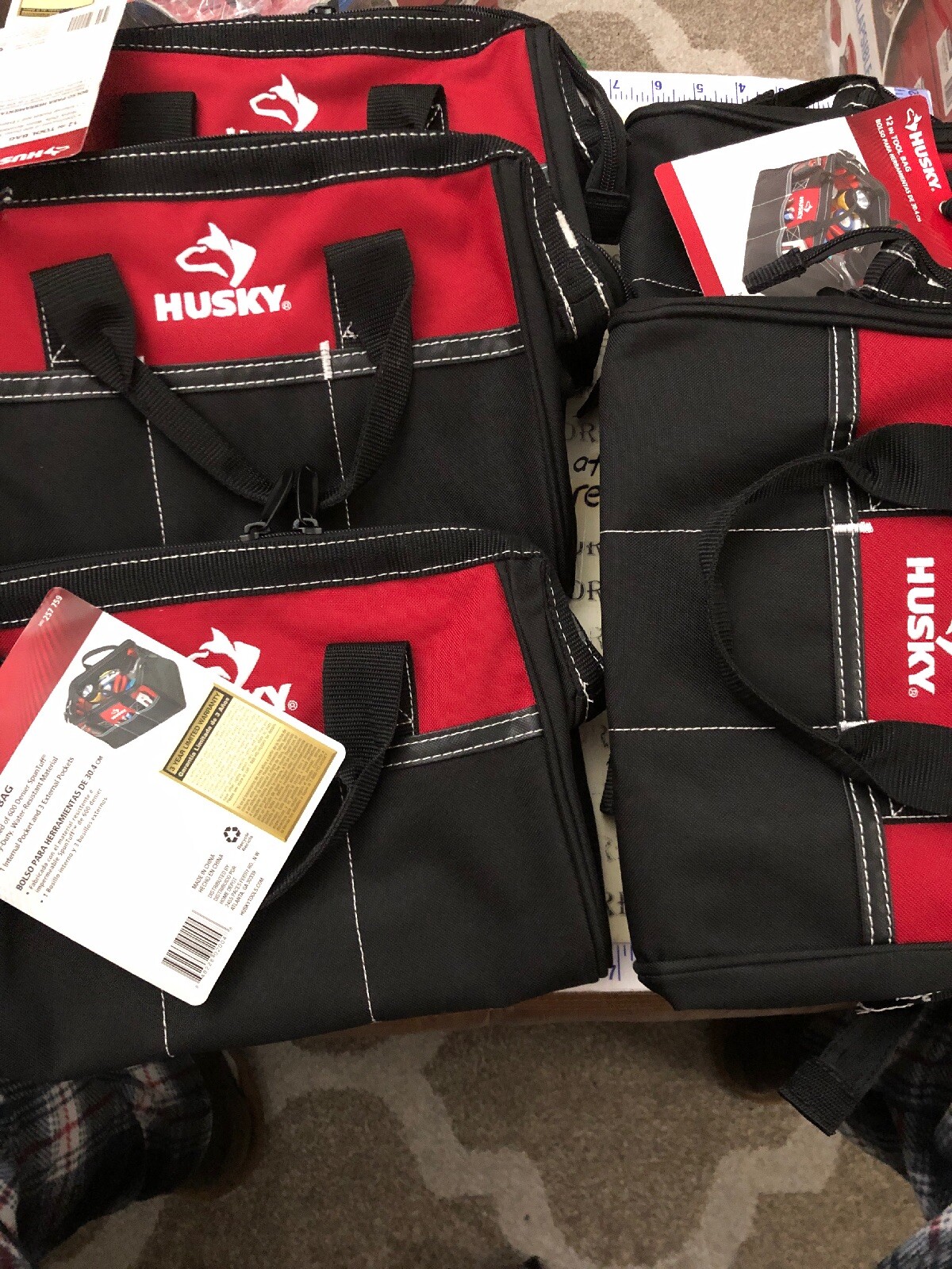 5X HUSKY 12 Inch Tool Bag Contractor’s Multi-Purpose Water-Resistant Tote