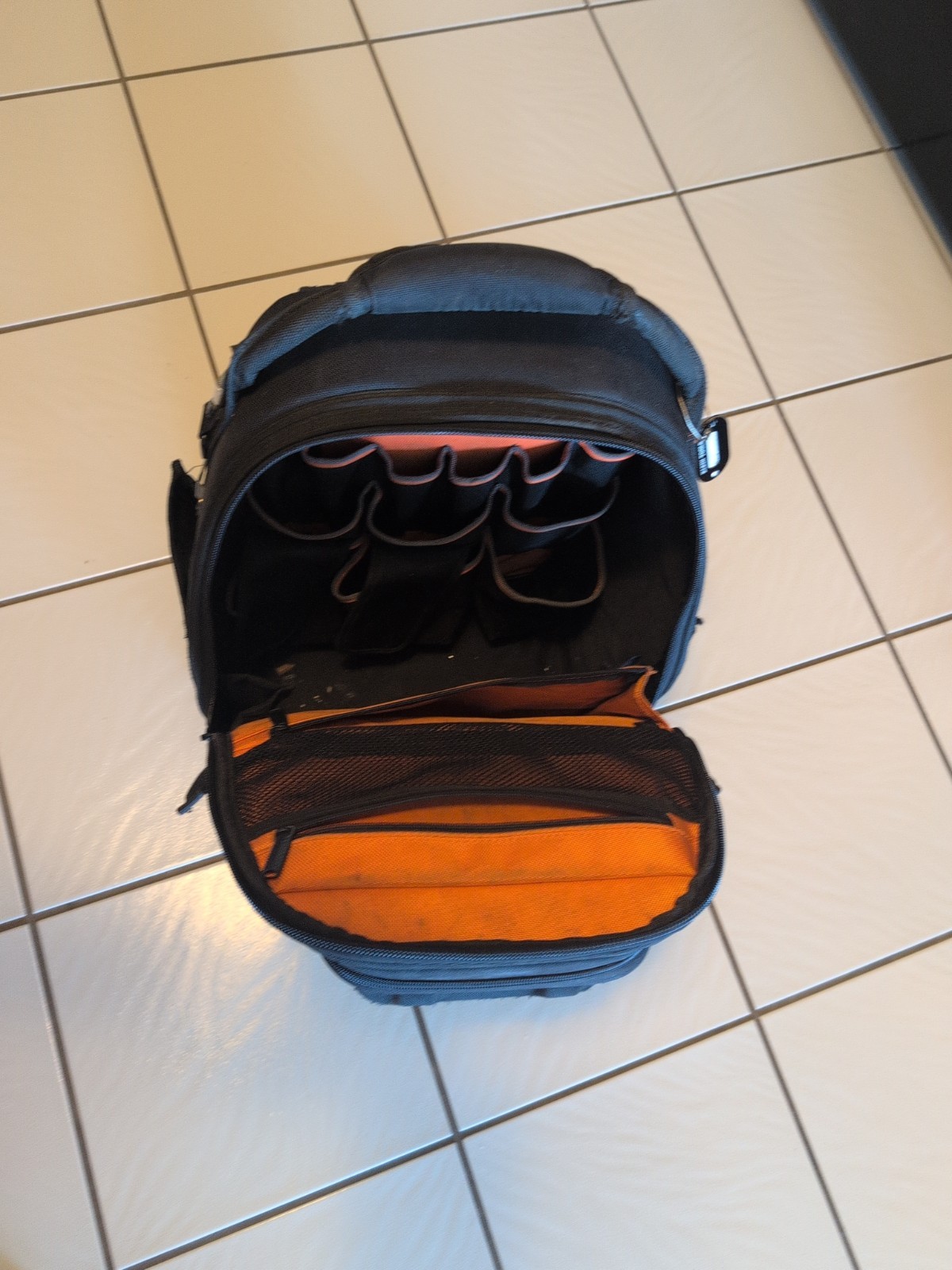 KLEIN Tools Tradesman Pro Tool Bag Backpack Multi-Pocket Black & Orange # 55647