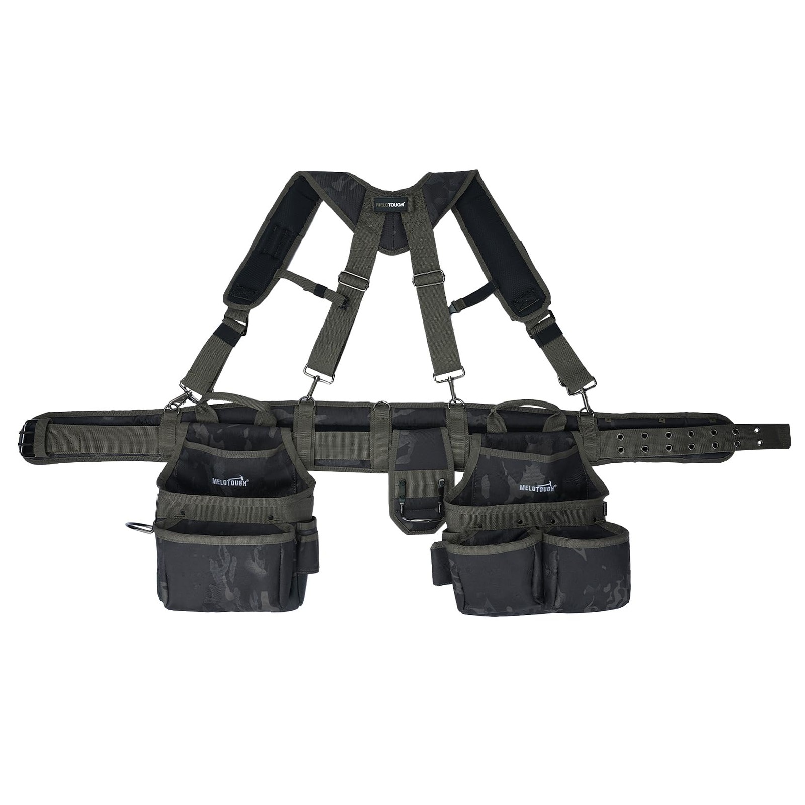 Camo Tool Belt with Suspenders Camouflage Tool Pouch Organizer Supenders Fram…