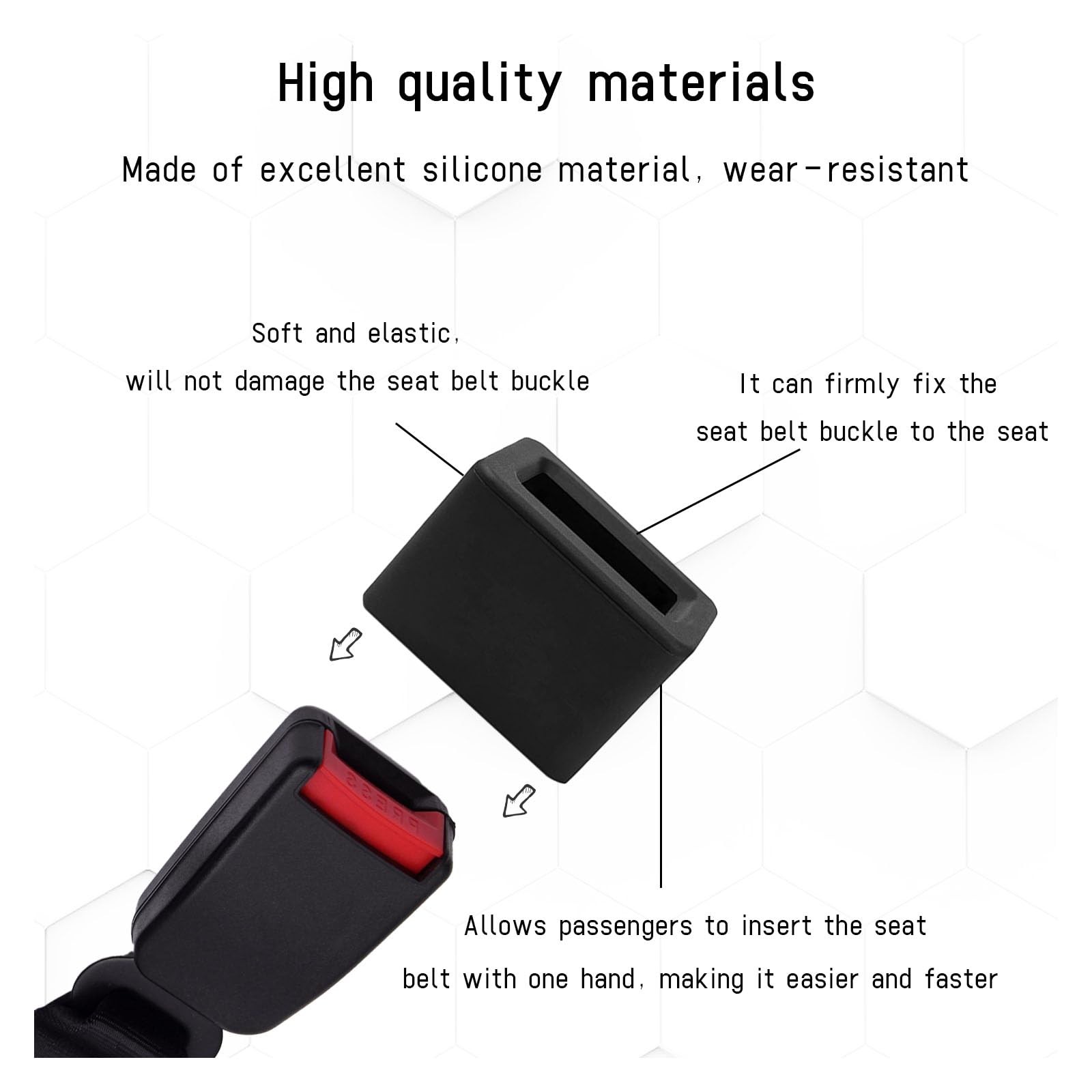 Augeny 2PCS Seat Belt Buckle Holder, Silicone Auto Rear Seatbelt Black