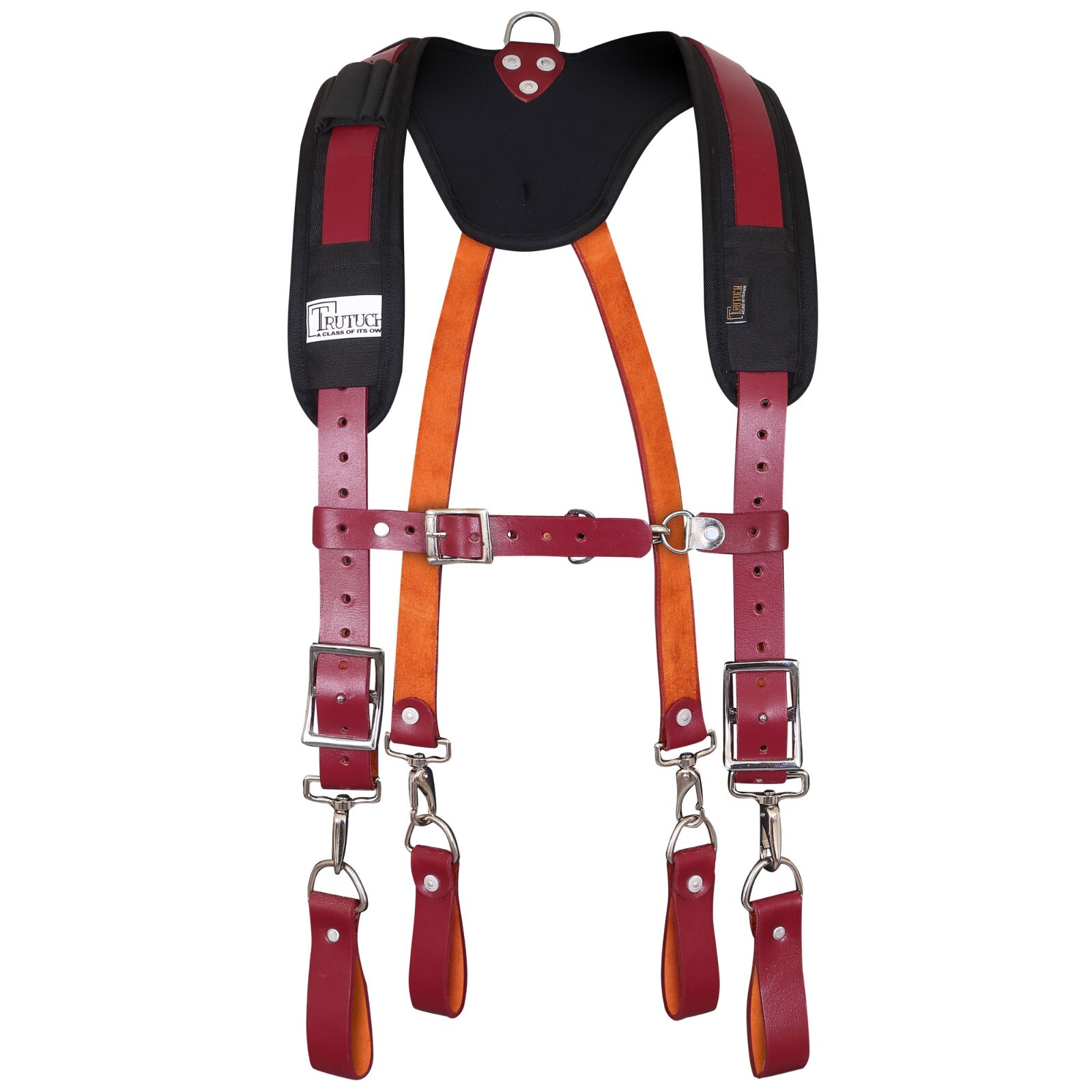 Trutuch Maroon Leather Tool Belt with Suspender | Framers Tool Bag | Tool Belt