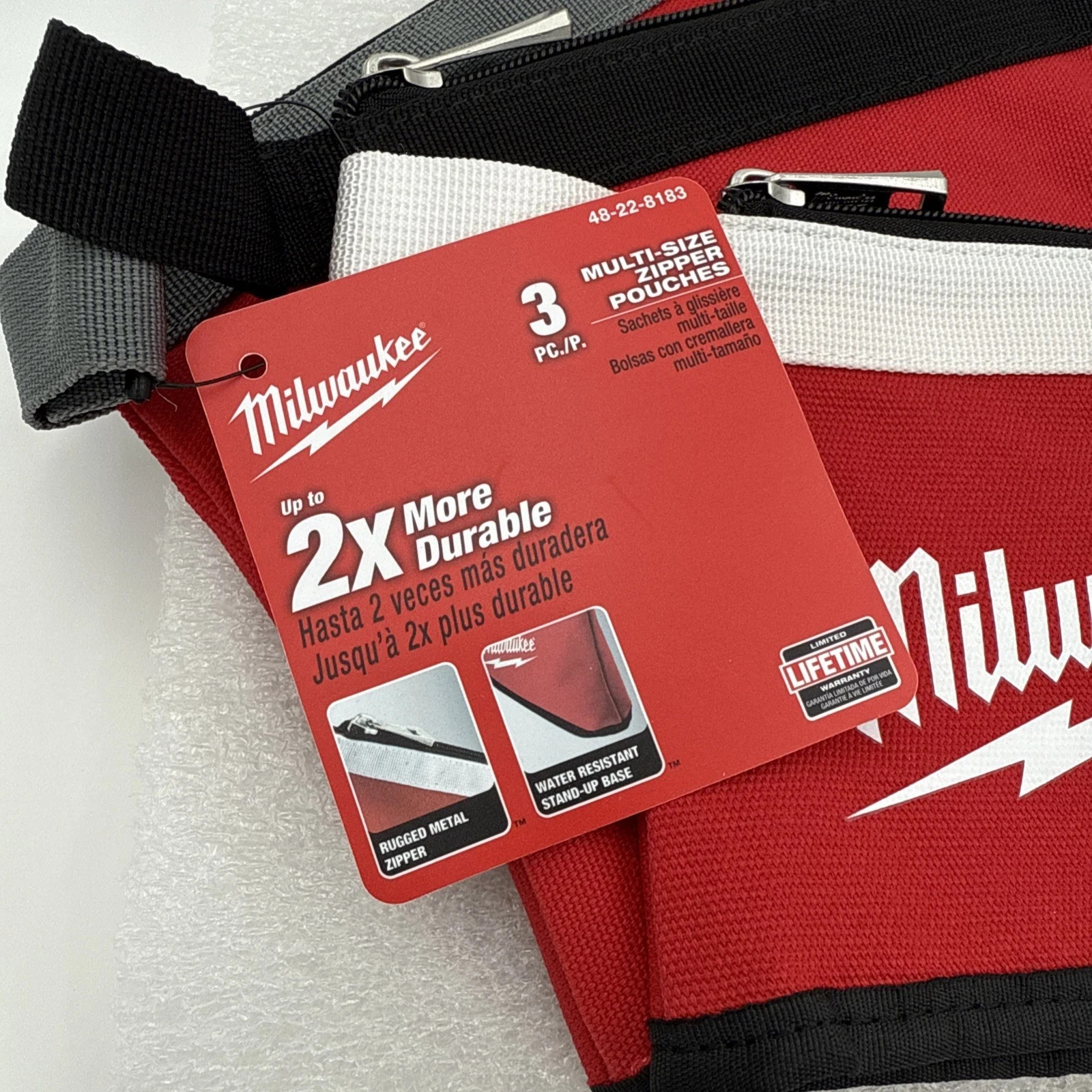 Milwaukee 3 Piece Multi Size Zipper Pouches 48-22-8183 Tool Pouches