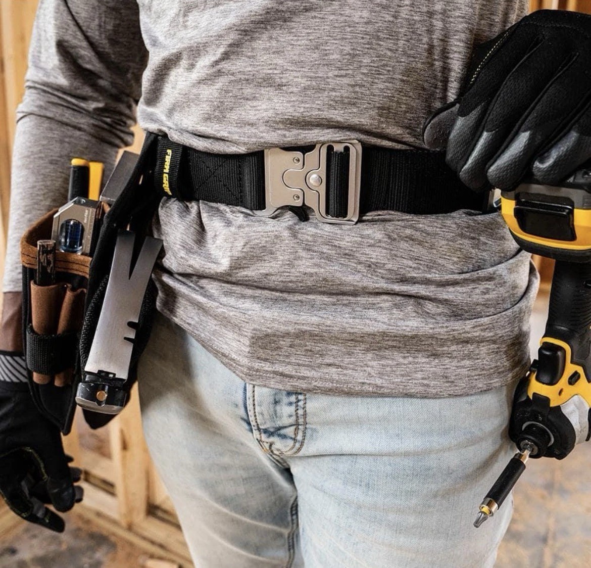 Tool Belt Work Waist Adjustable Heavy Duty Nylon Black Quick Release Jobsite
