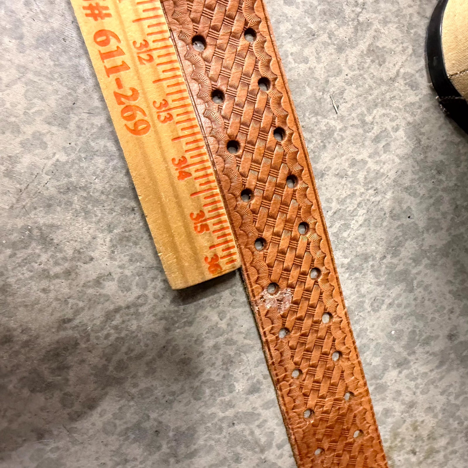 Vtg McGuire-Nicholas Belt Mens 36 Brown Top Grain Cowhide Basketweave DM-606-V2