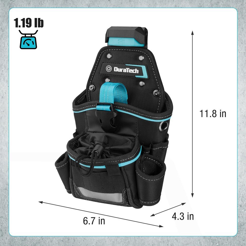 DuraTech Large Drill Driver Holster Drill Holder w/Holder Strap Side Bit Pockets