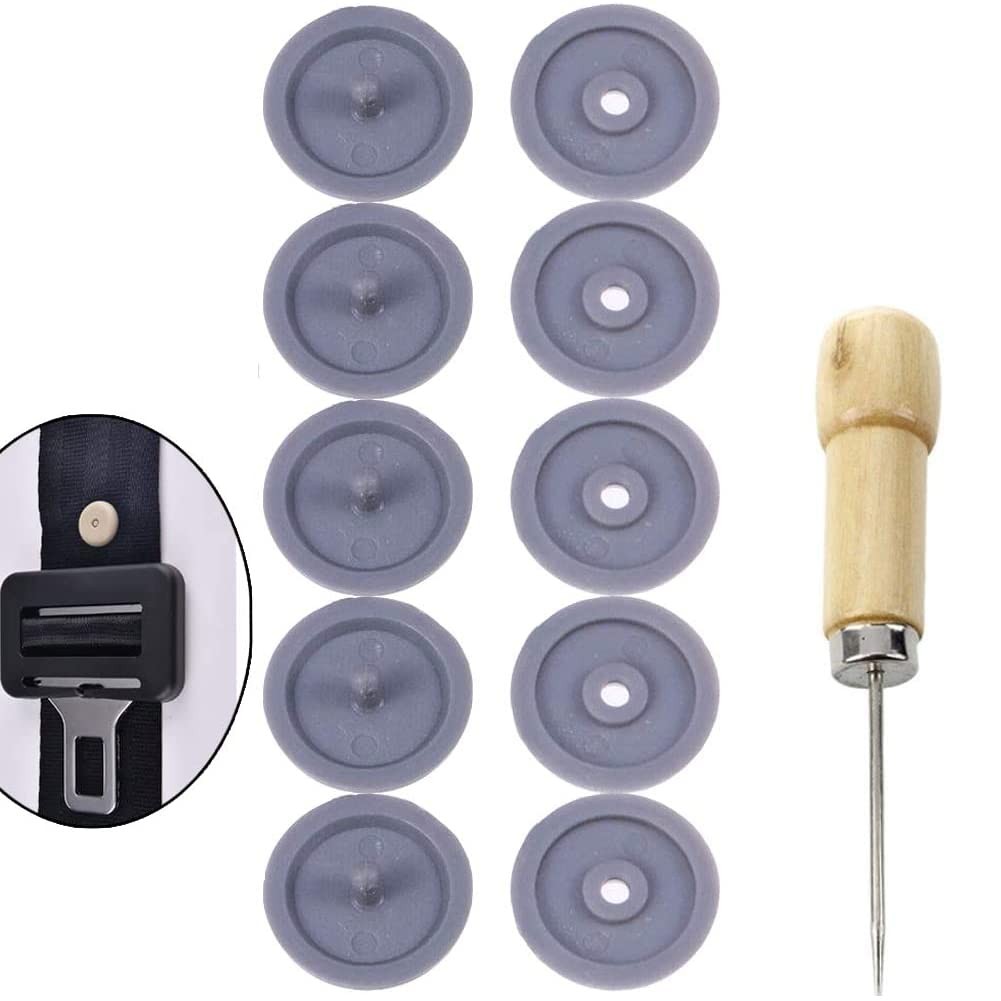 Y-Axis 5 x Seat Belt Button Buckle Clip Stop – Universal Fit Grey-5-Set