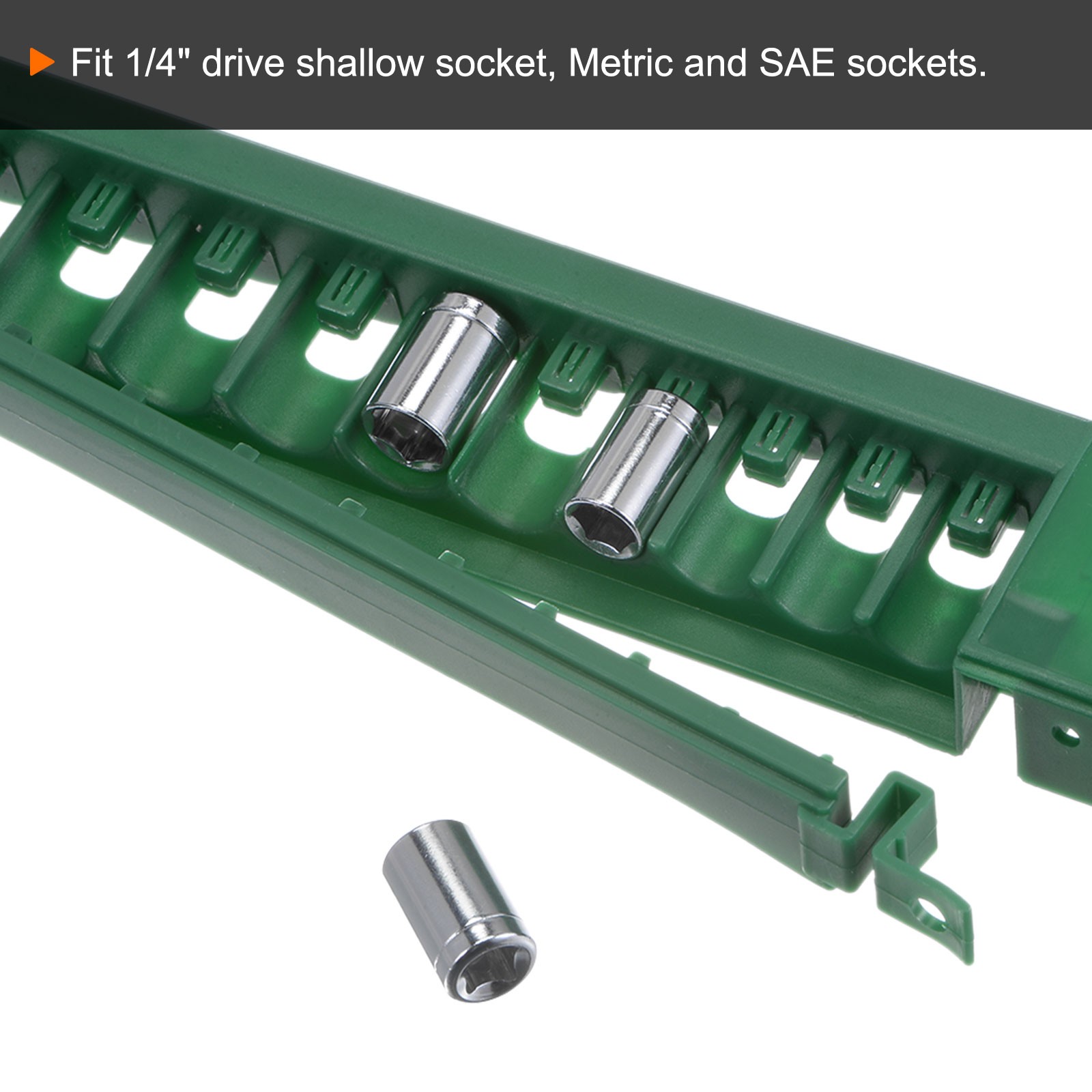 2pcs Socket Organizer 1/4″ Drive 10 Slots Portable Shallow Socket Rail Holder