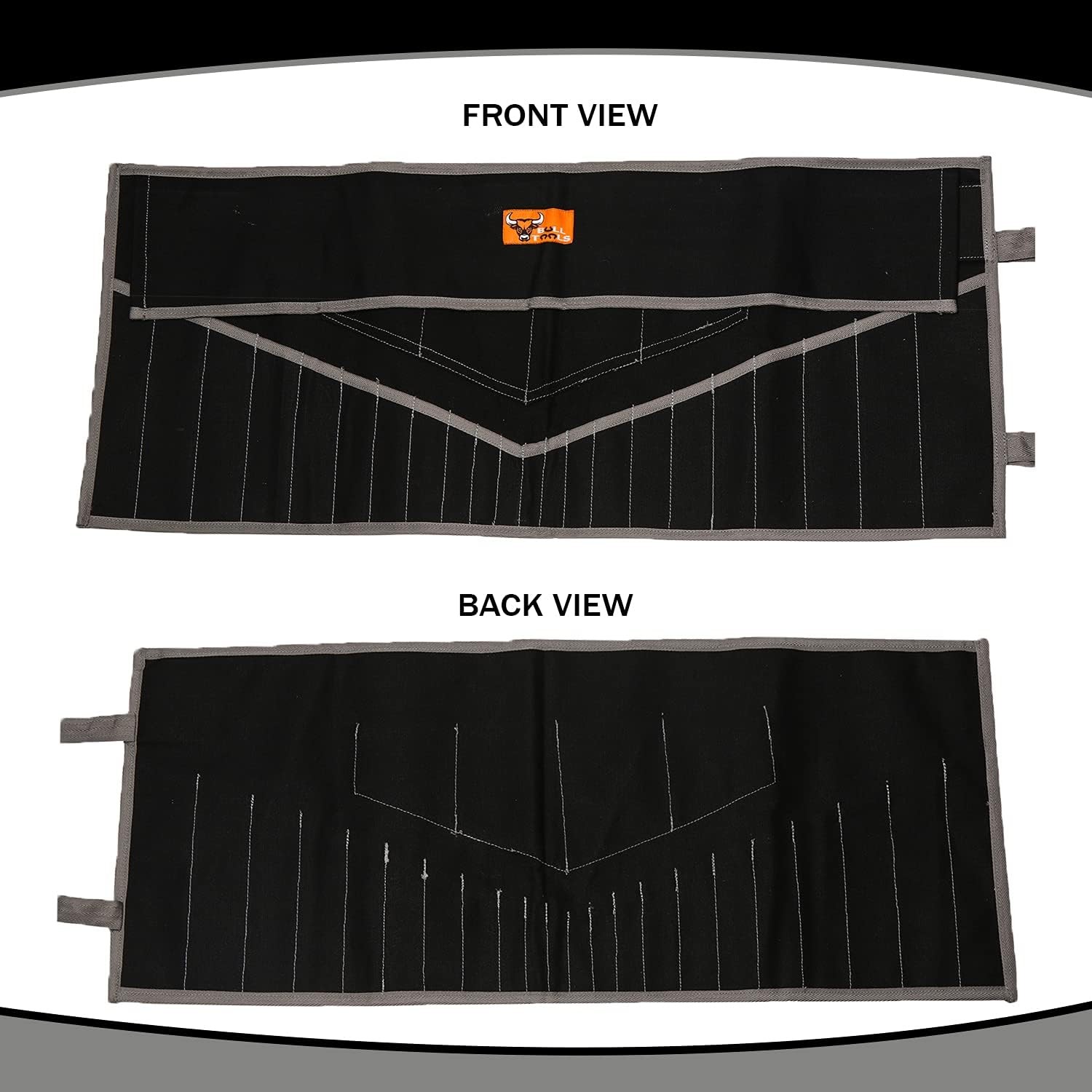 26 Pocket Wrench Roll-Up Pouch Organizer – SAE & Ballistic Polyester, Black