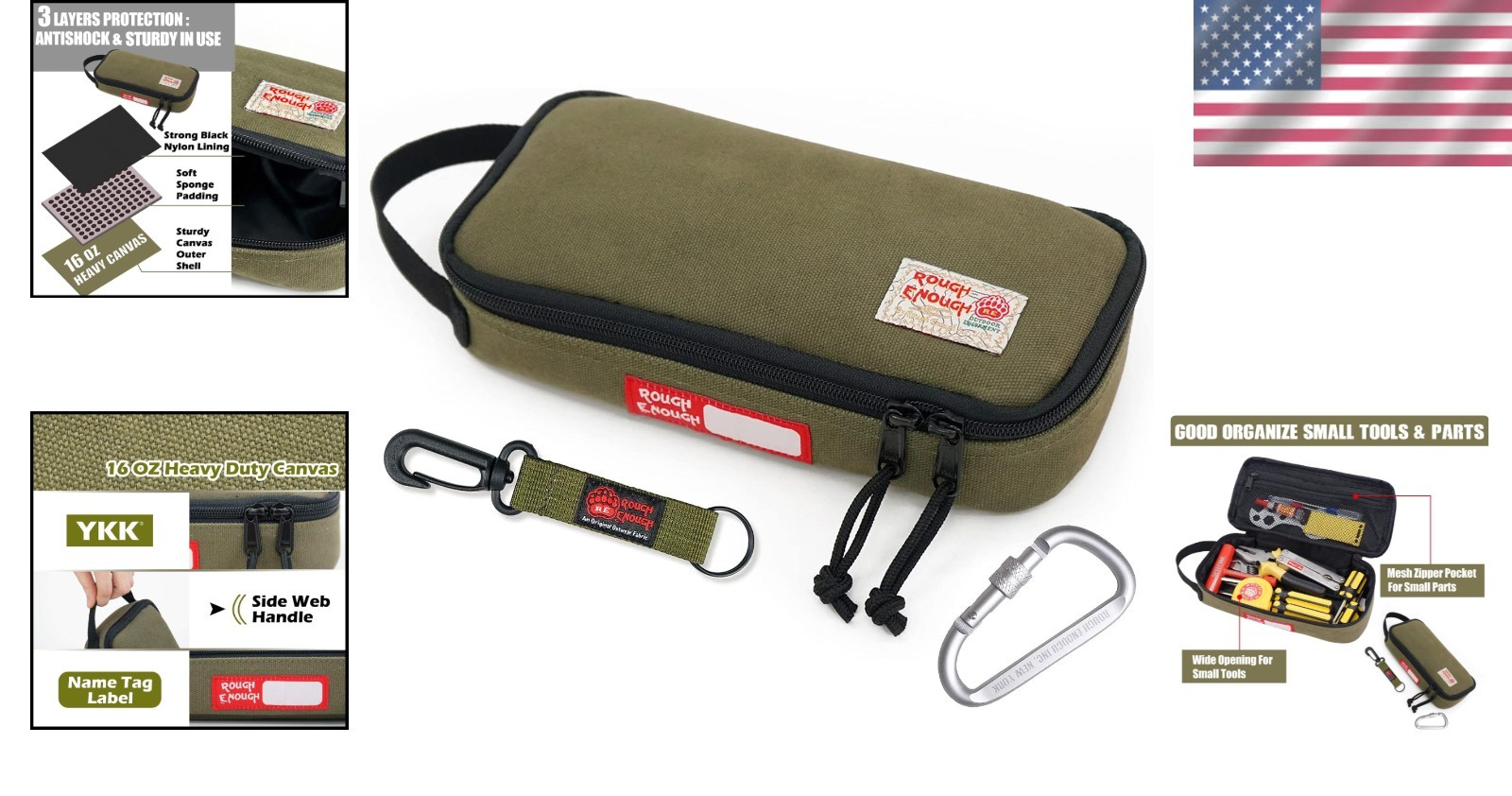 Army Green Canvas Tool Storage Case