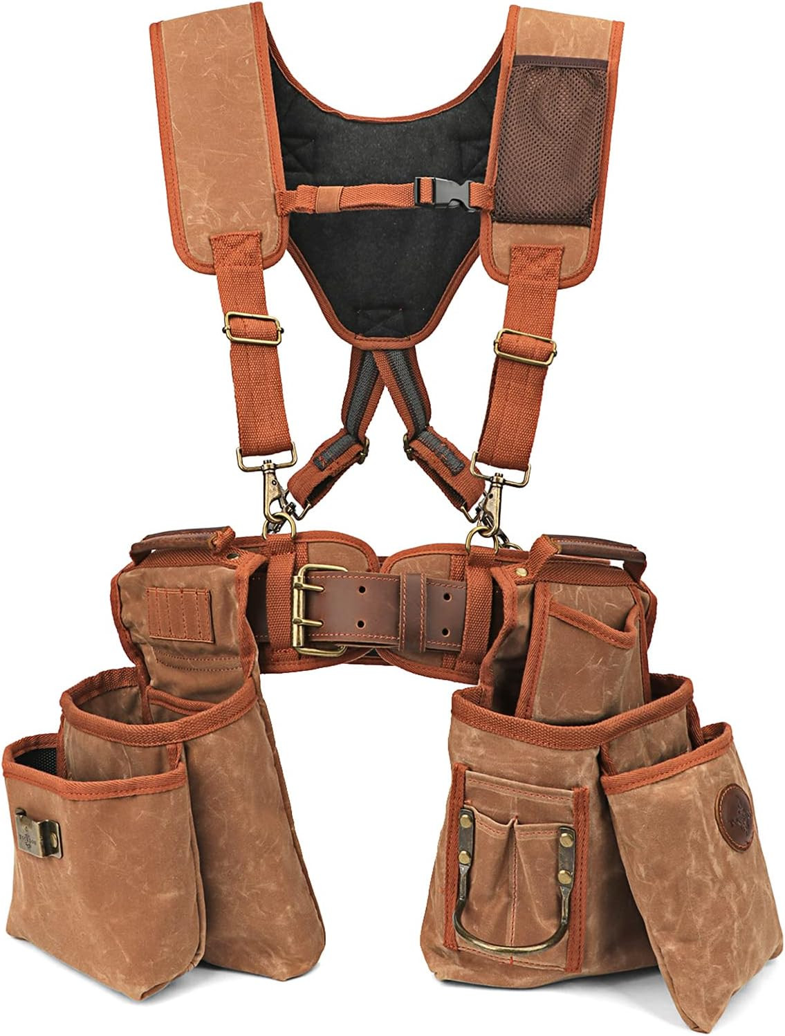 Tourbon Detachable Heavy Duty Carpentry Tool Belt with Suspenders Canvas Padded