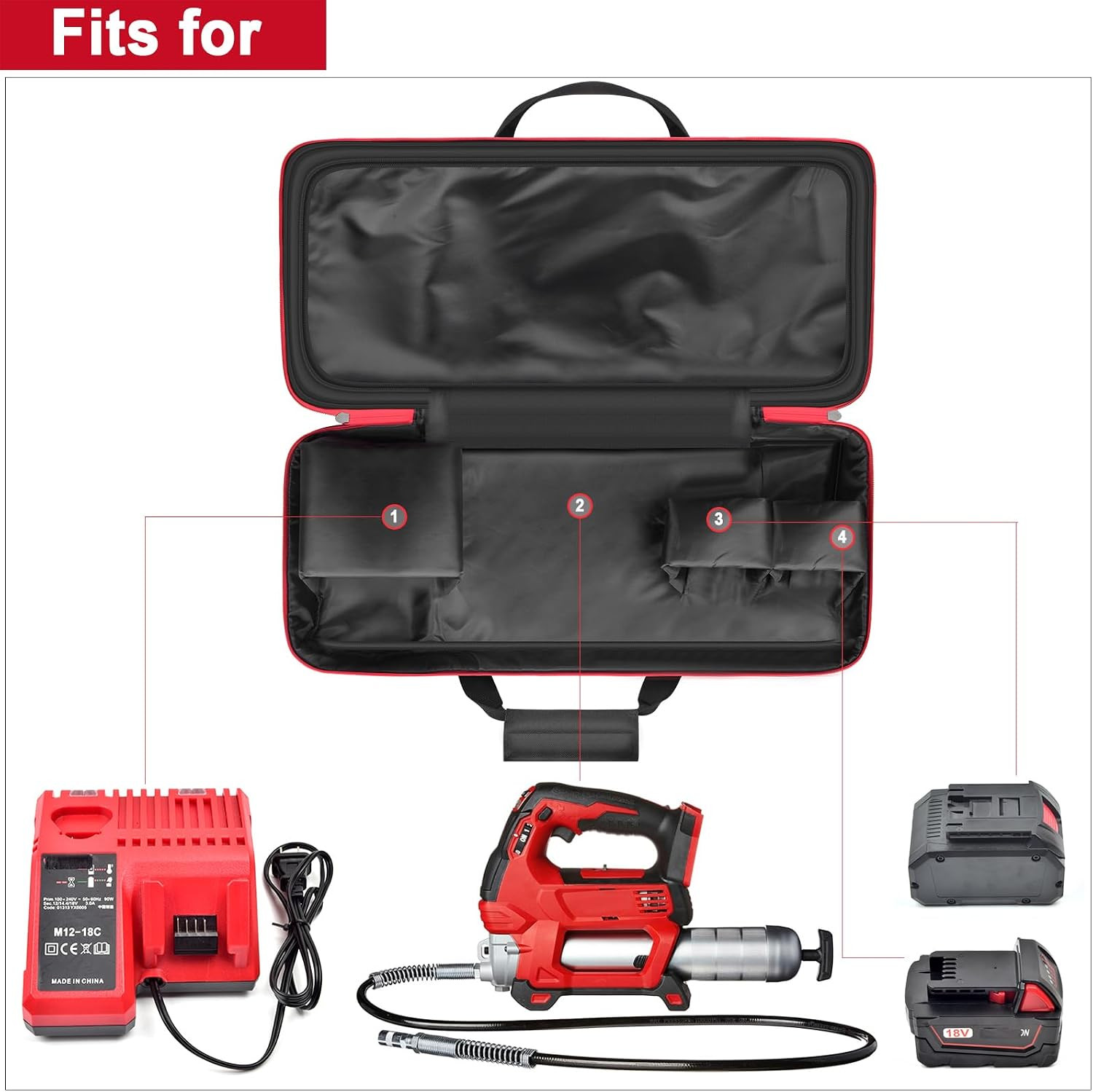 Case Compatible with 2646-20/2646-21Ct Grease Gun, Bare Tool Portable Carrying S