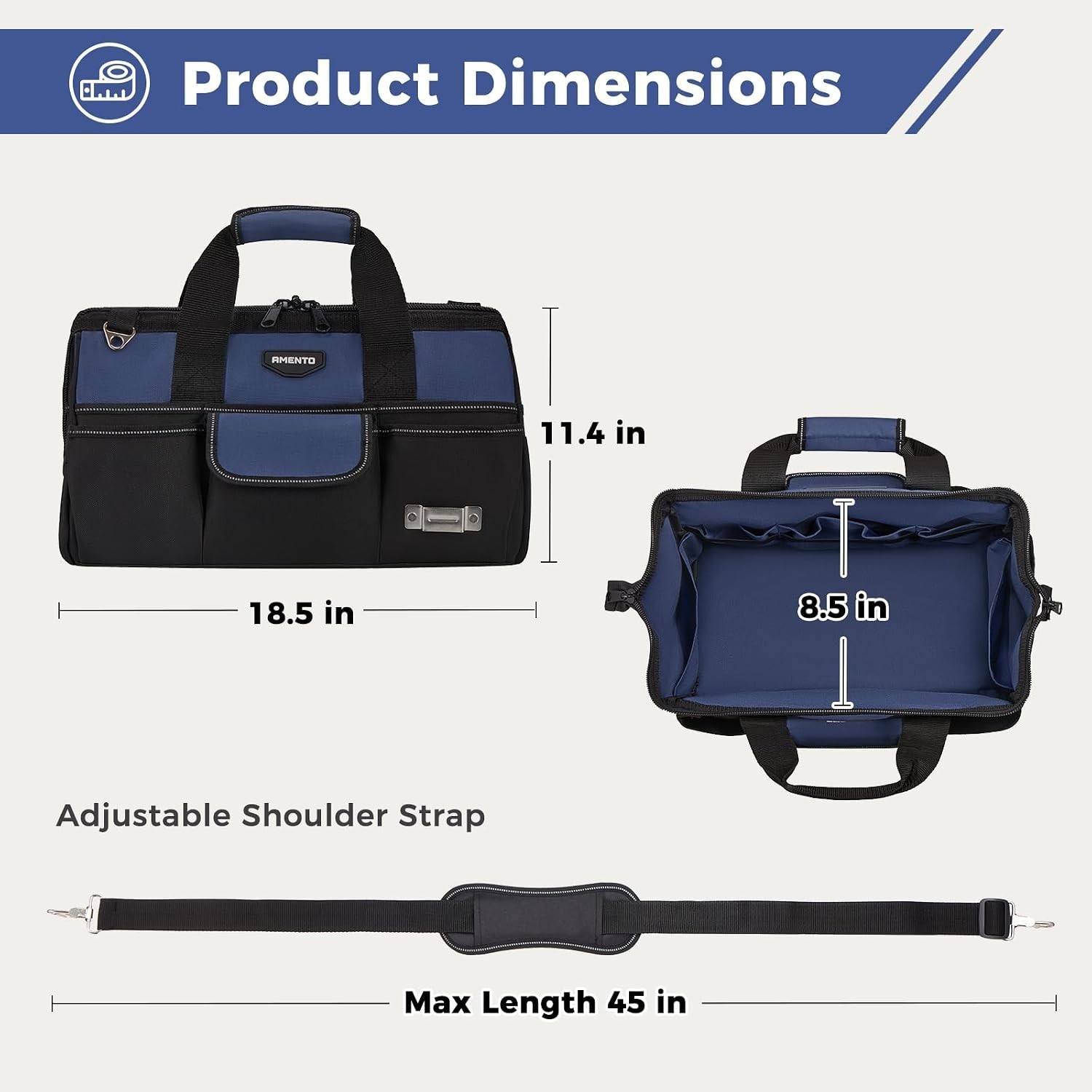 Durable 18-Inch Tool Tote with Dual Carry Options – Ideal for Tool Organization