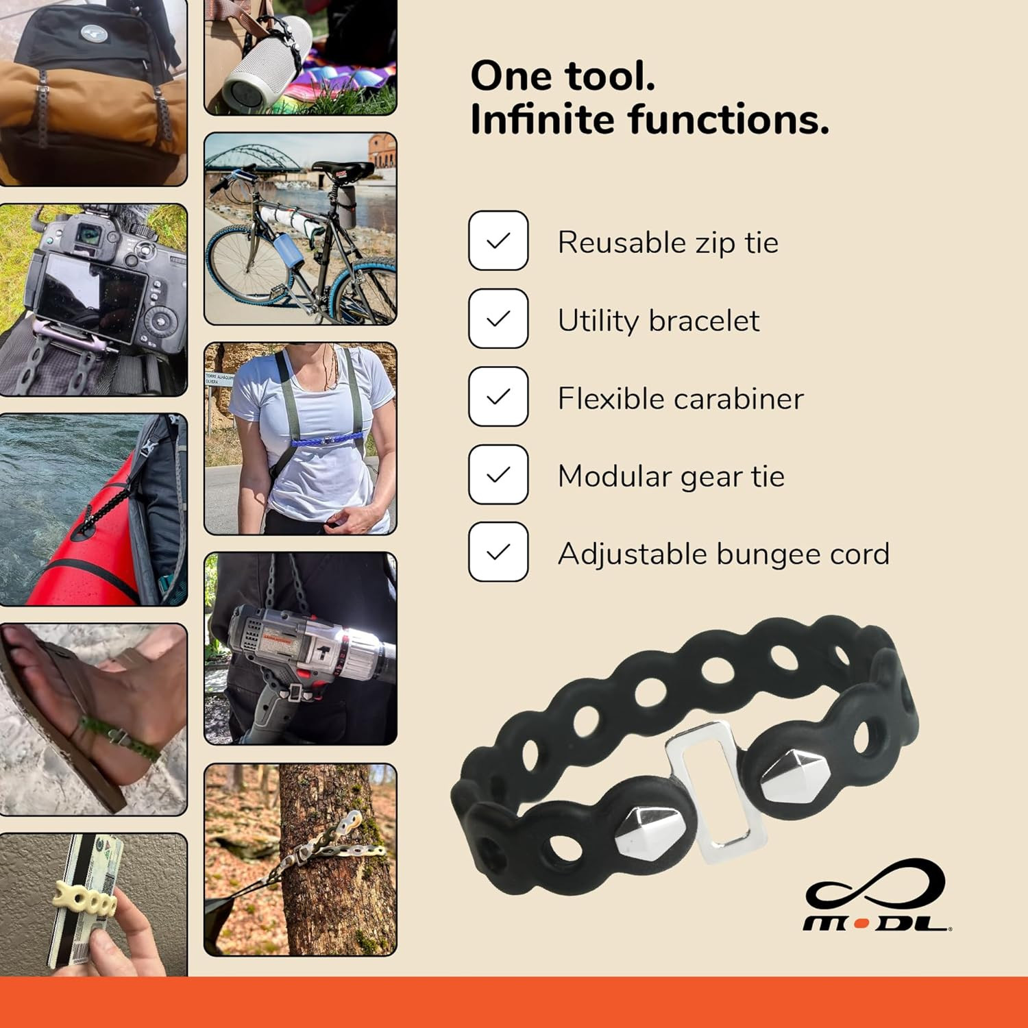Infinity Tool™ 2.0 Modular Straps (4-Pack) – Flexible Multi-Tool, Gear Strap, We